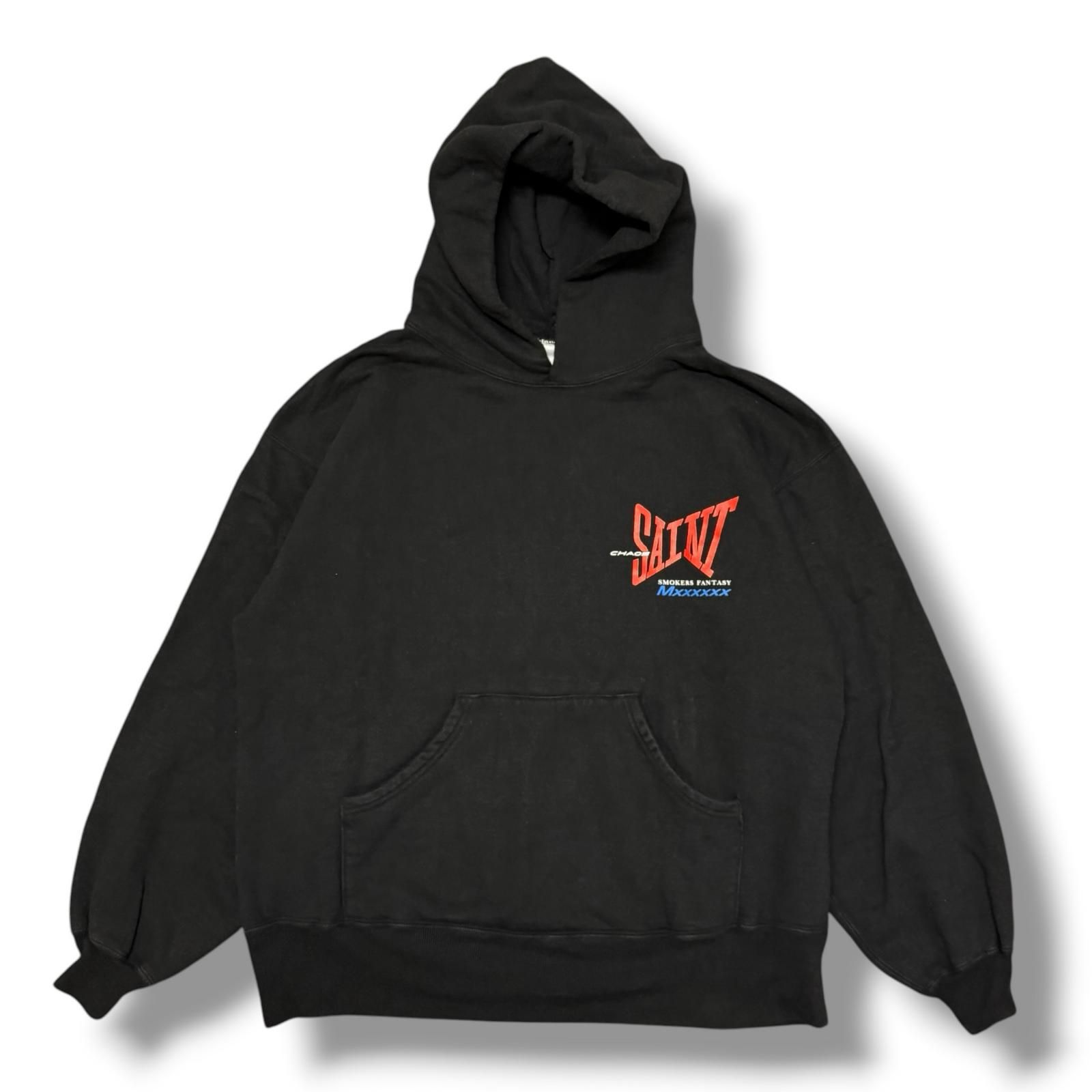 参考上代58300円 SAINT MICHAEL 25AW HOODIE/RIBBON SAINT リボンセントフーディー スウェットパーカー セントマイケル SM-HR1-0000-051 ブラック M （18726M）