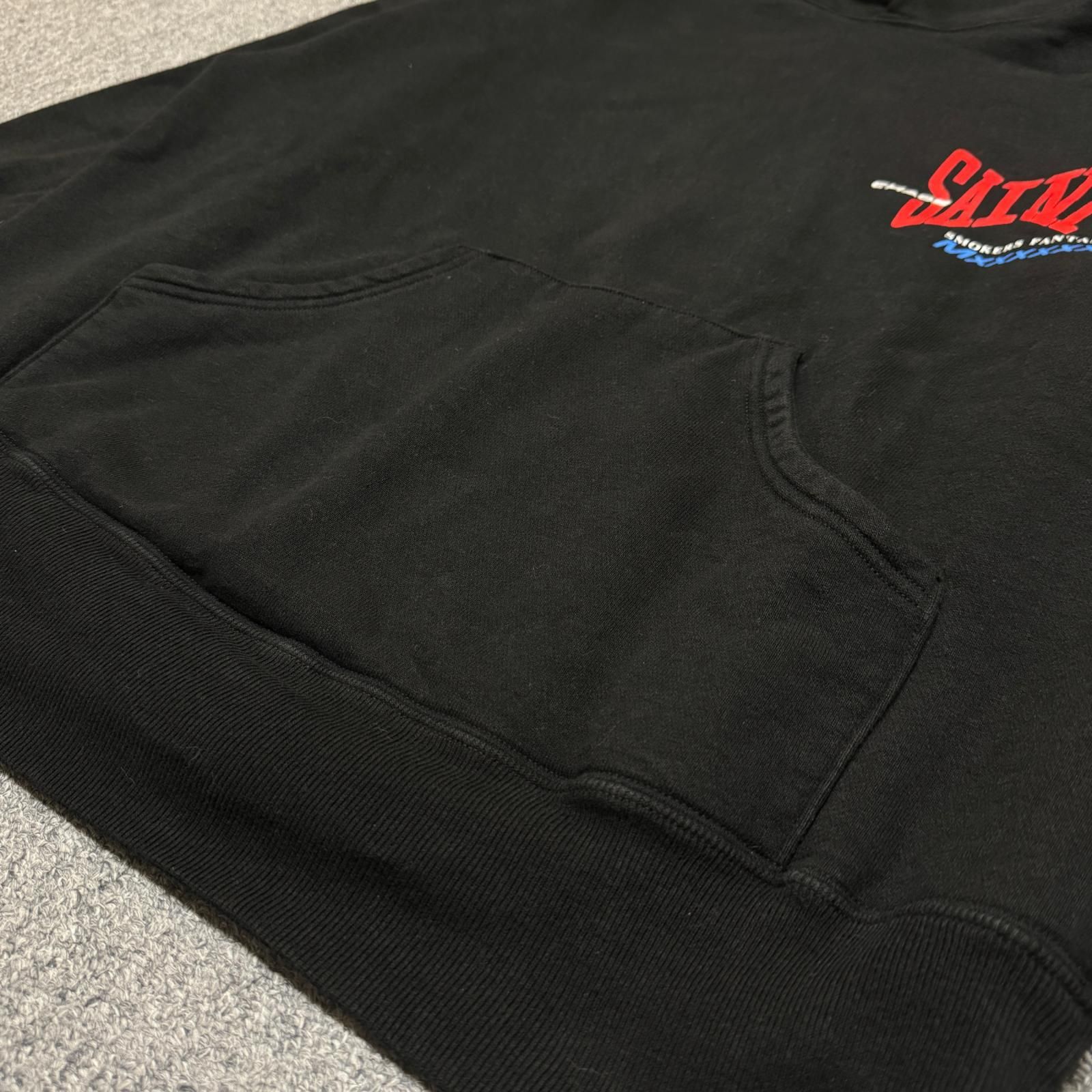 参考上代58300円 SAINT MICHAEL 25AW HOODIE/RIBBON SAINT リボンセントフーディー スウェットパーカー セントマイケル SM-HR1-0000-051 ブラック M （18726M） 参考上代58300円 SAINT MICHAEL 25AW HOODIE/RIBBON SAINT リボン