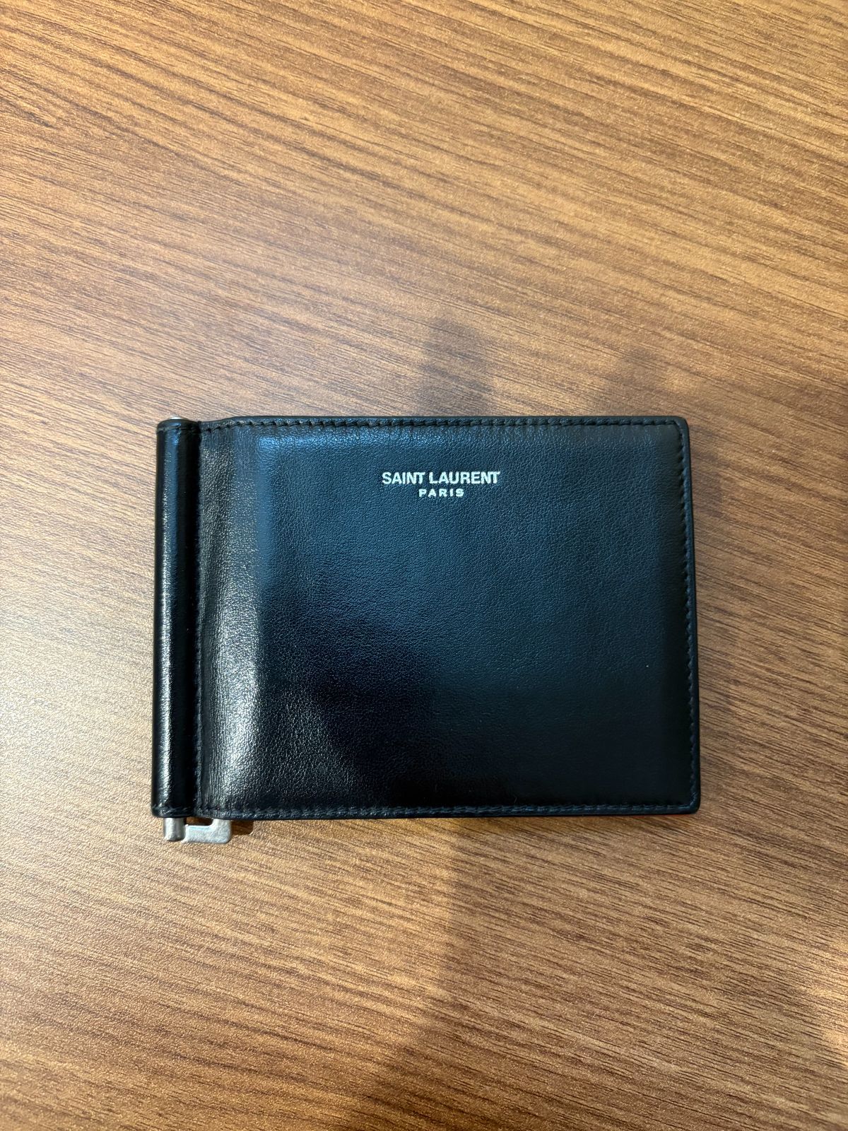 SAINT LAURENT 黒レザー マネークリップ サンローラン マネークリップ SAINT LAURENT ブラックマネークリップ