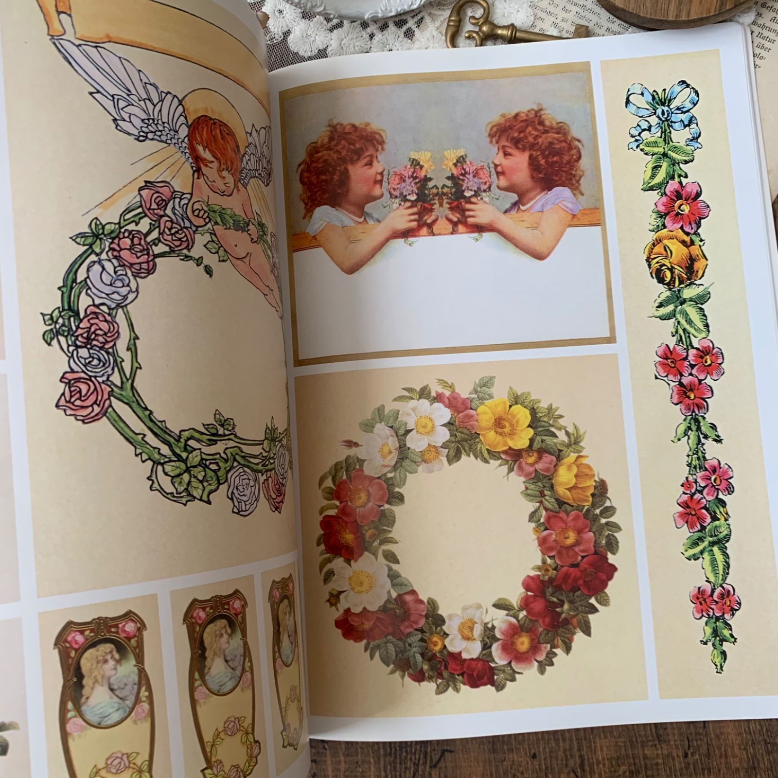 ヴィンテージ 洋書 ヴィクトリアン調 FLORALS & NATURE 花 素材集