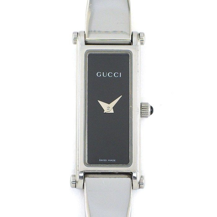 グッチ GUCCI 腕時計 ブレスウォッチ 1500L ホースビット レクタンギュラー ブラック文字盤 SS クオーツアナログ 【中古】