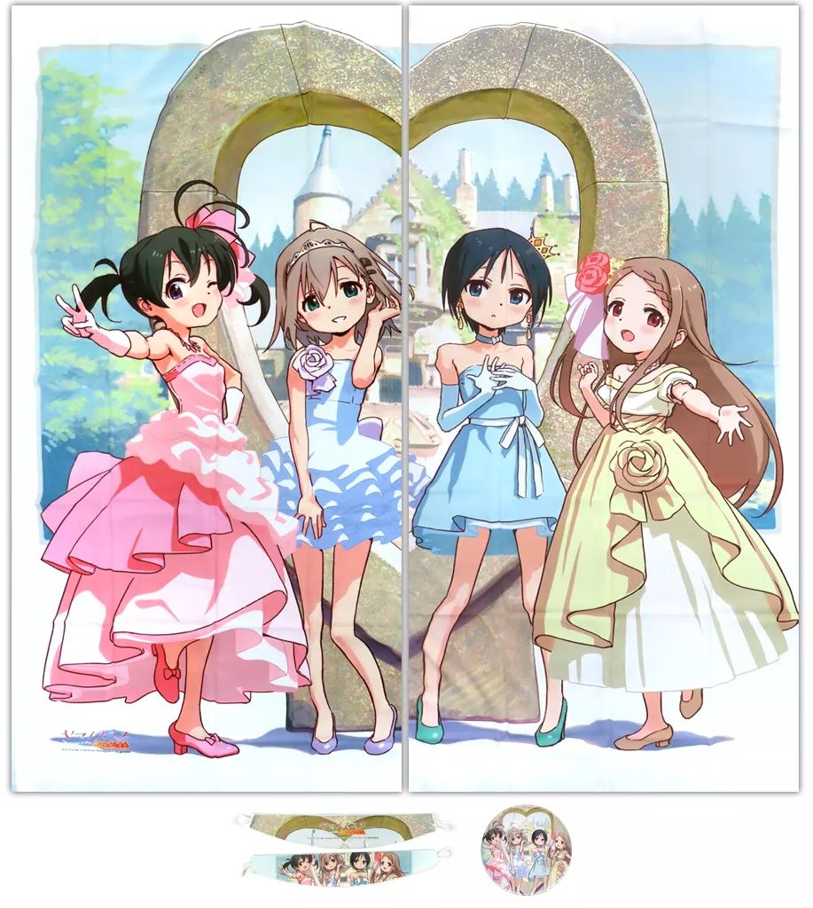 【中古】カーテン・タッセル 集合(ドレス) 描き下ろしカーテン(約220cm/遮光なし/2枚組/タッセル2本付き/缶バッジ付き) 「ヤマノススメ サードシーズン」 C96グッズ