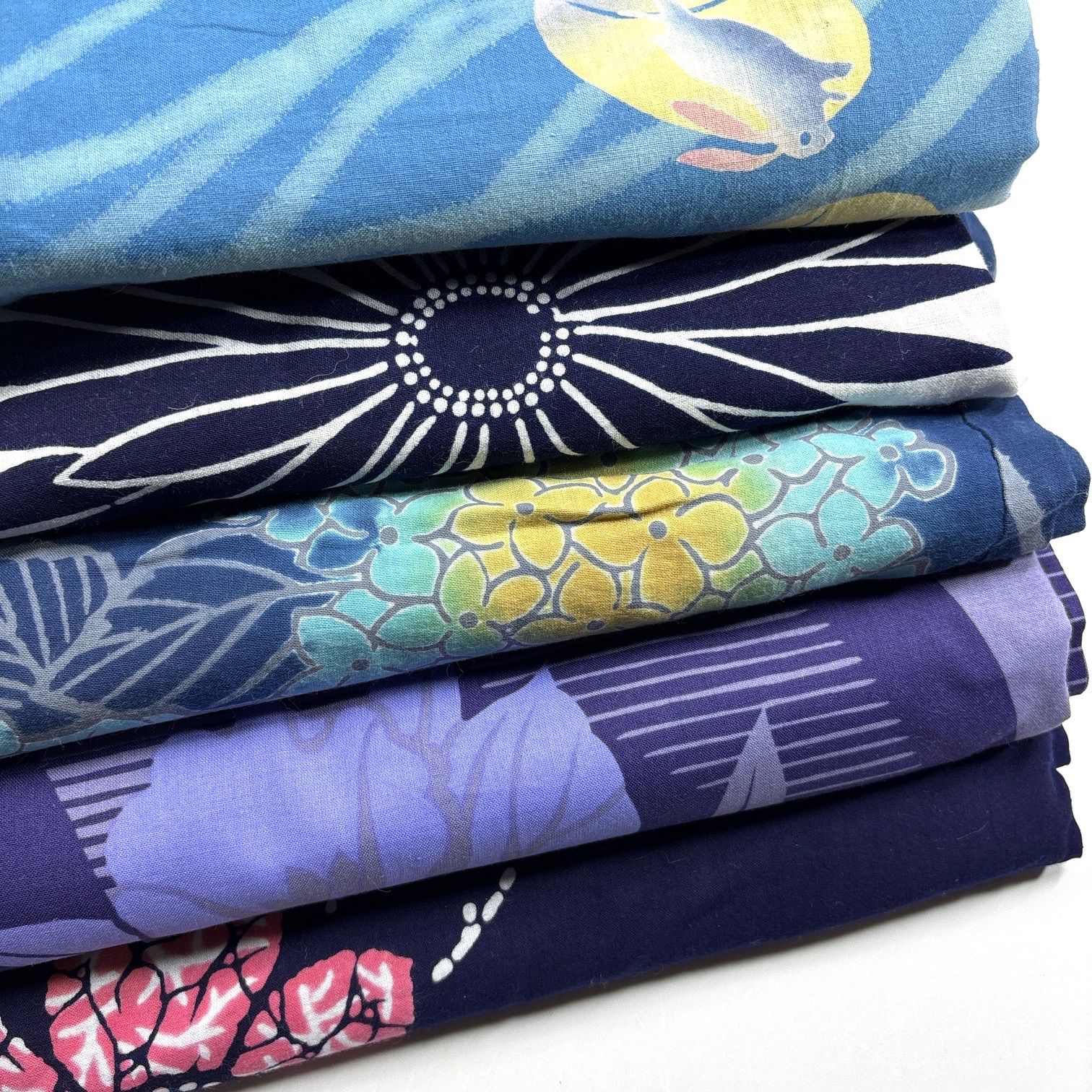 浴衣 5枚 綿 着物まとめ売り【6420】同梱購入歓迎 リメイク用 着付け 