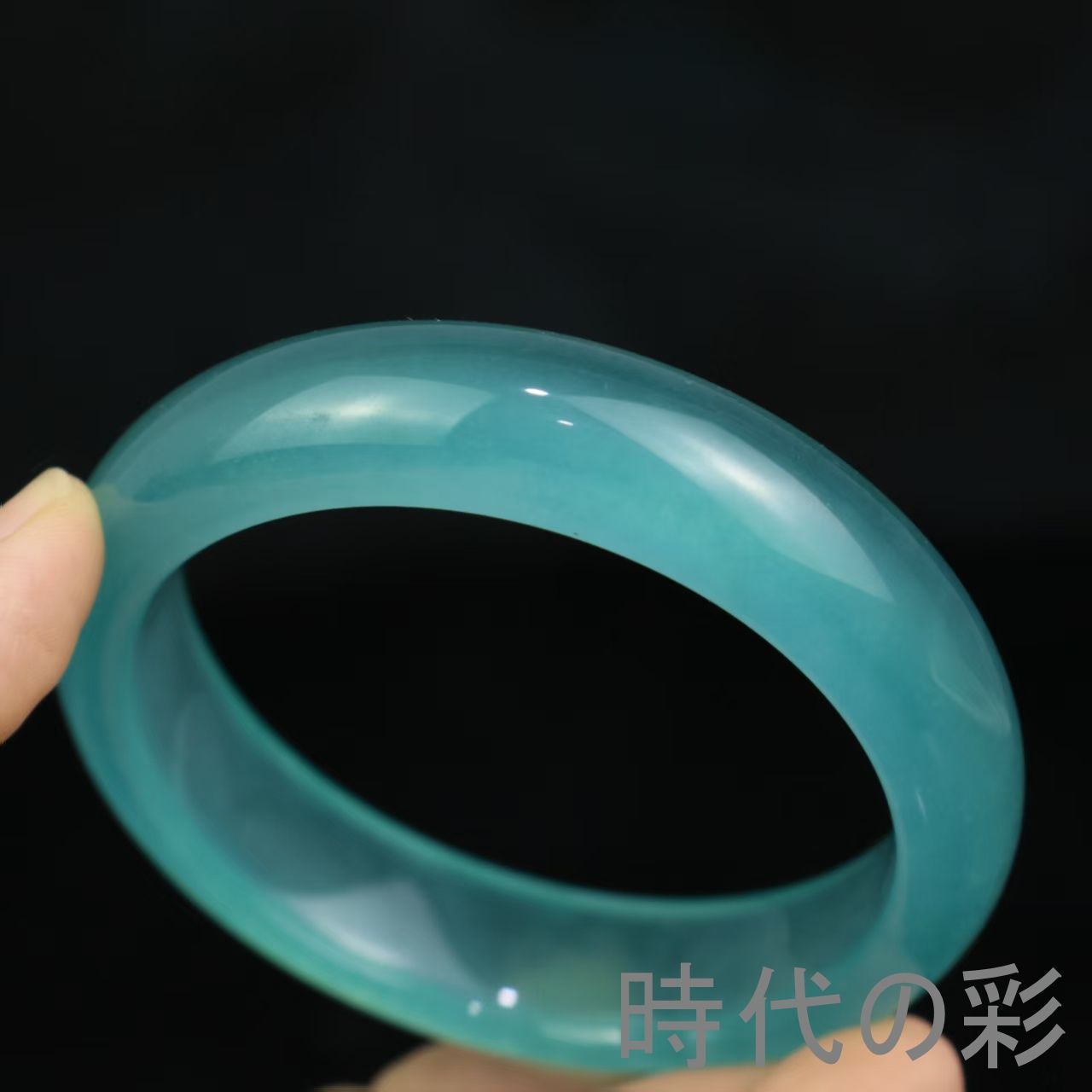 氷透 翡翠平打ちバングル】60×15×7mm 高冰種 玉器 腕輪