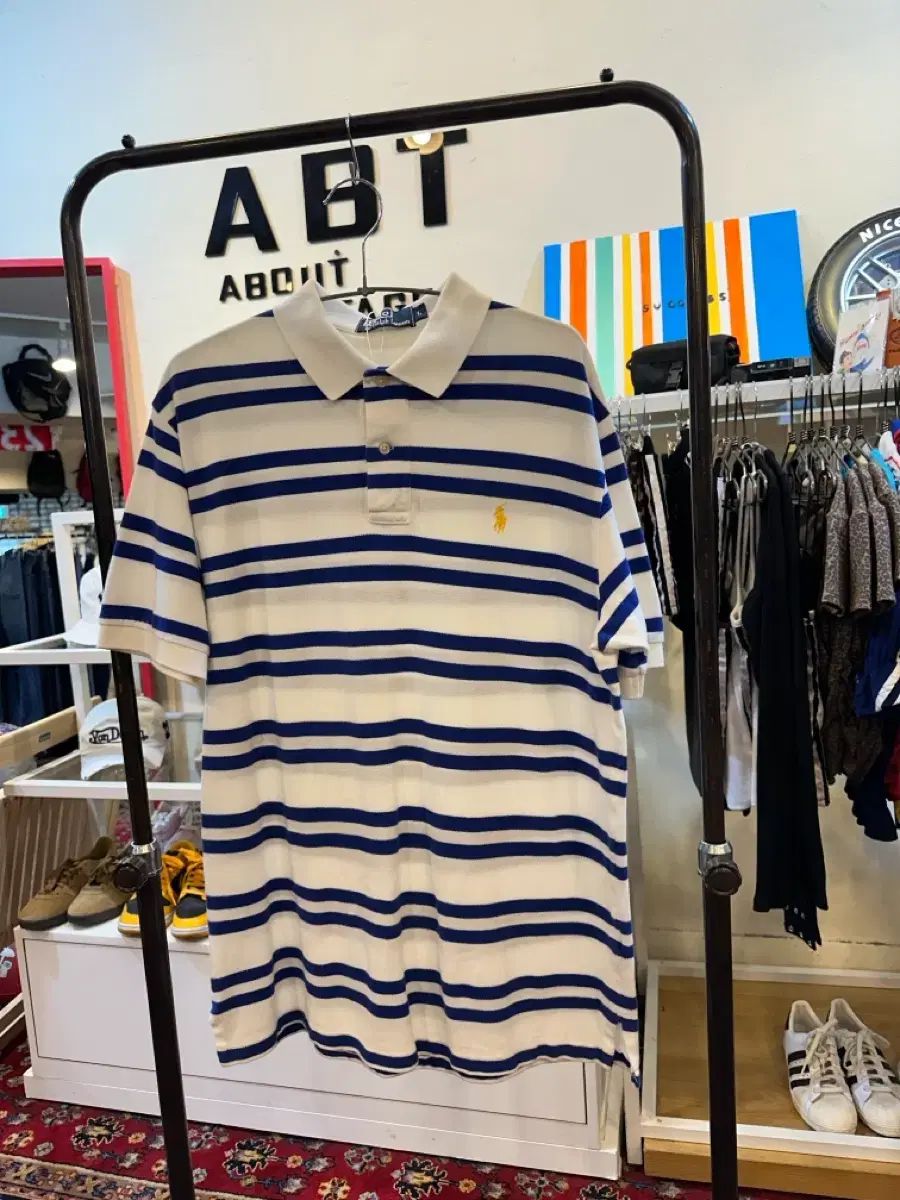 ポロラルフローレン ストライプ 半袖 カラーTシャツ L 半袖 ストライプ