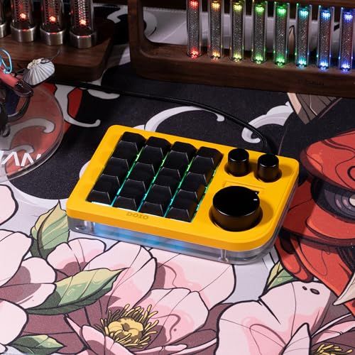 KB16 マクロメカニカルキーボードアルミニウム製/片手キーボード/RGB VIA ホットスワップ プログラム機能対応可能/16キー/Ps Pr LrC Blenderなどのソフトに利用可能 (黄色)★m 49398969