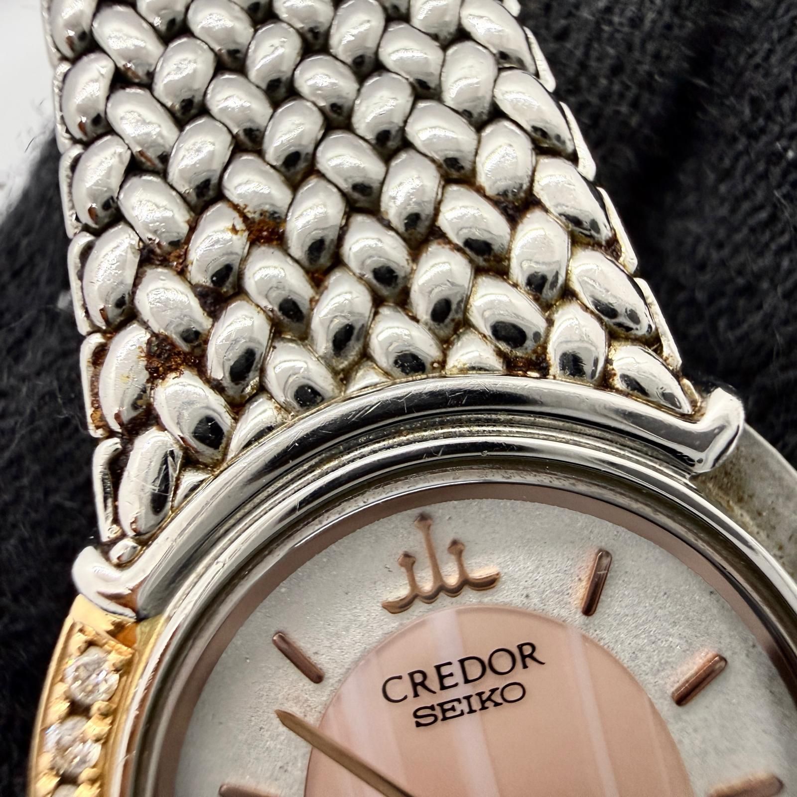 SEIKO セイコー CREDOR クレドール 5A70-3000 SS/YG ピンクシェル