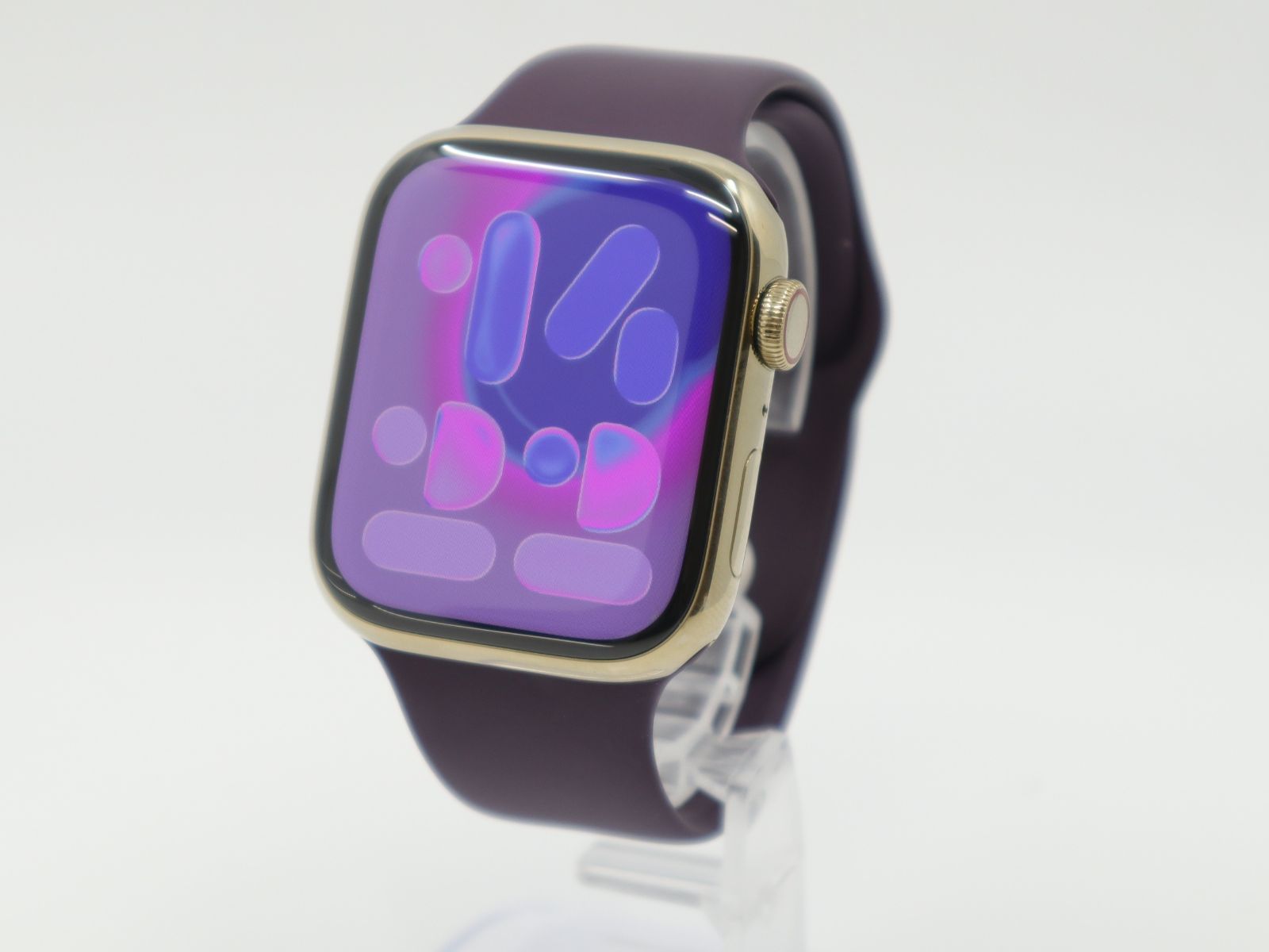 【中古】 Apple Watch Series 7 45ｍｍ GPS + Cellular ゴールドステンレススチールケース ダークチェリースポーツバンド M/L MKJX3J/A #1767