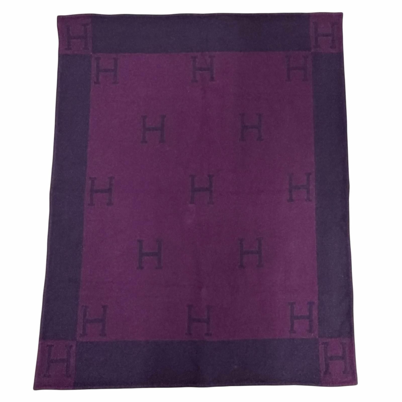 美品△HERMES エルメス ヴィンテージ アヴァロン Hロゴ カシミヤ混