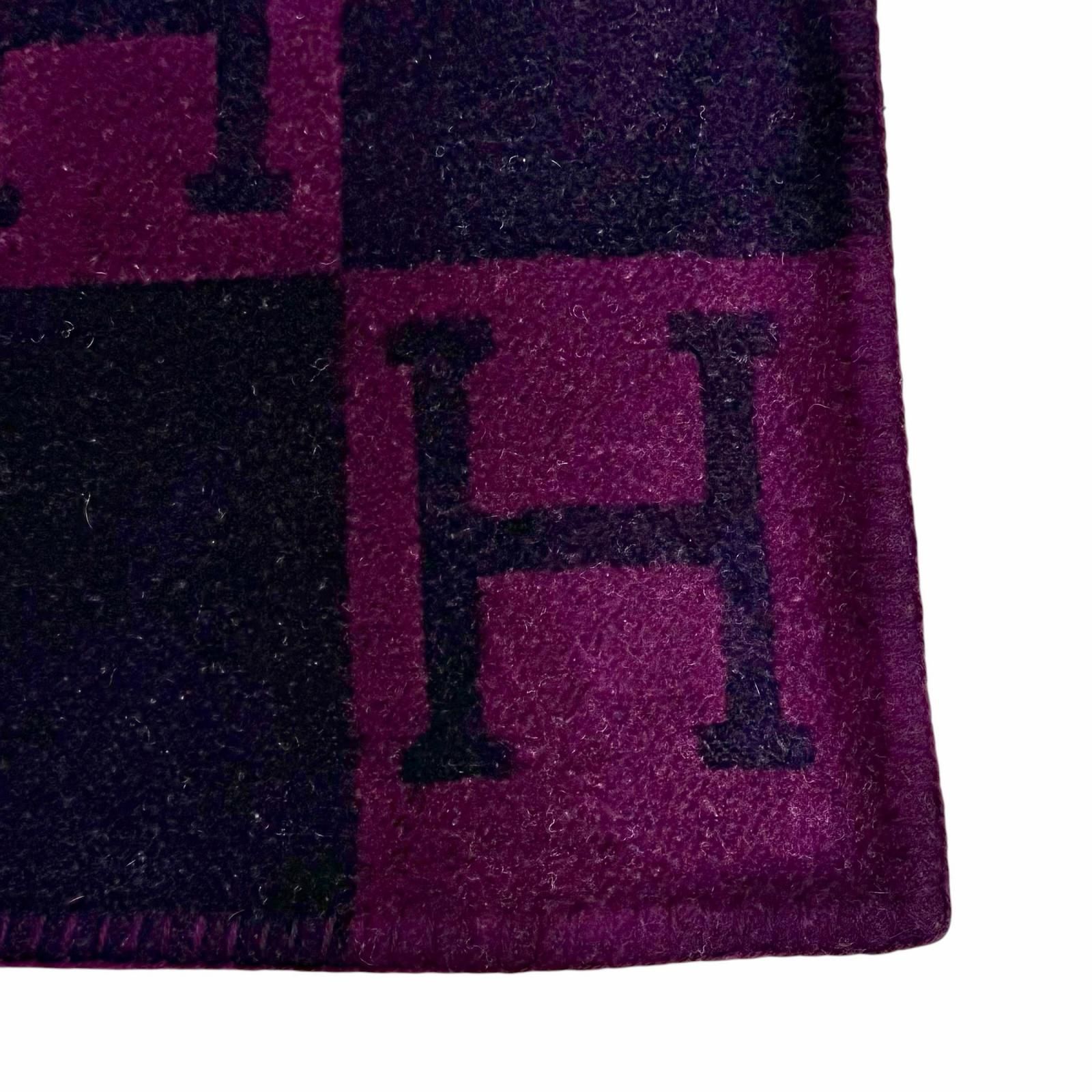 美品△HERMES エルメス ヴィンテージ アヴァロン Hロゴ カシミヤ混