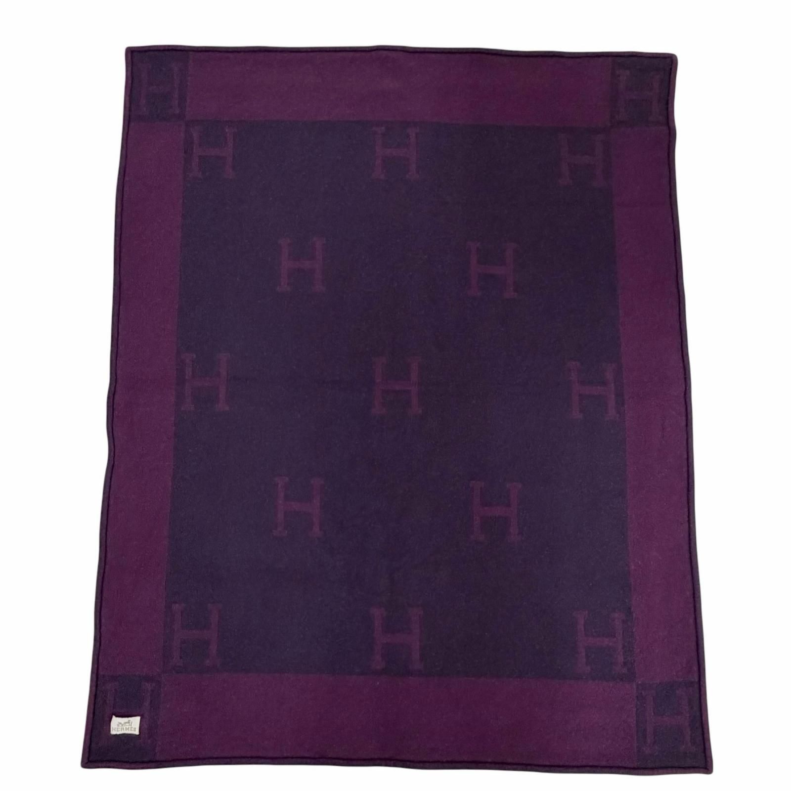 HERMES/エルメス アヴァロン Hロゴ 大判 ブランケット k_153 美品△HERMES エルメス ヴィンテージ アヴァロン Hロゴ カシミヤ混