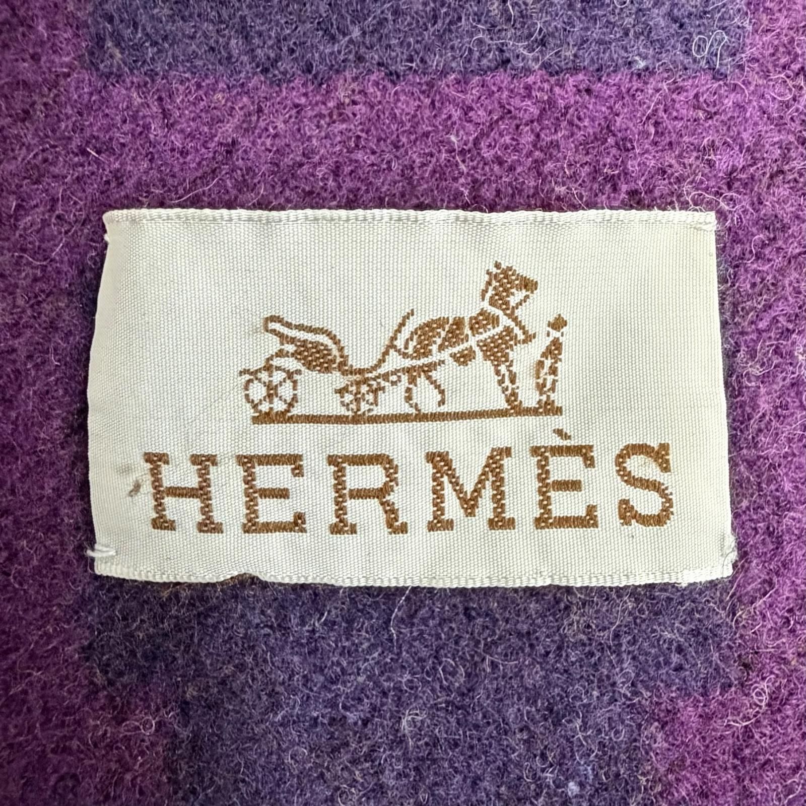 美品△HERMES エルメス ヴィンテージ アヴァロン Hロゴ カシミヤ混