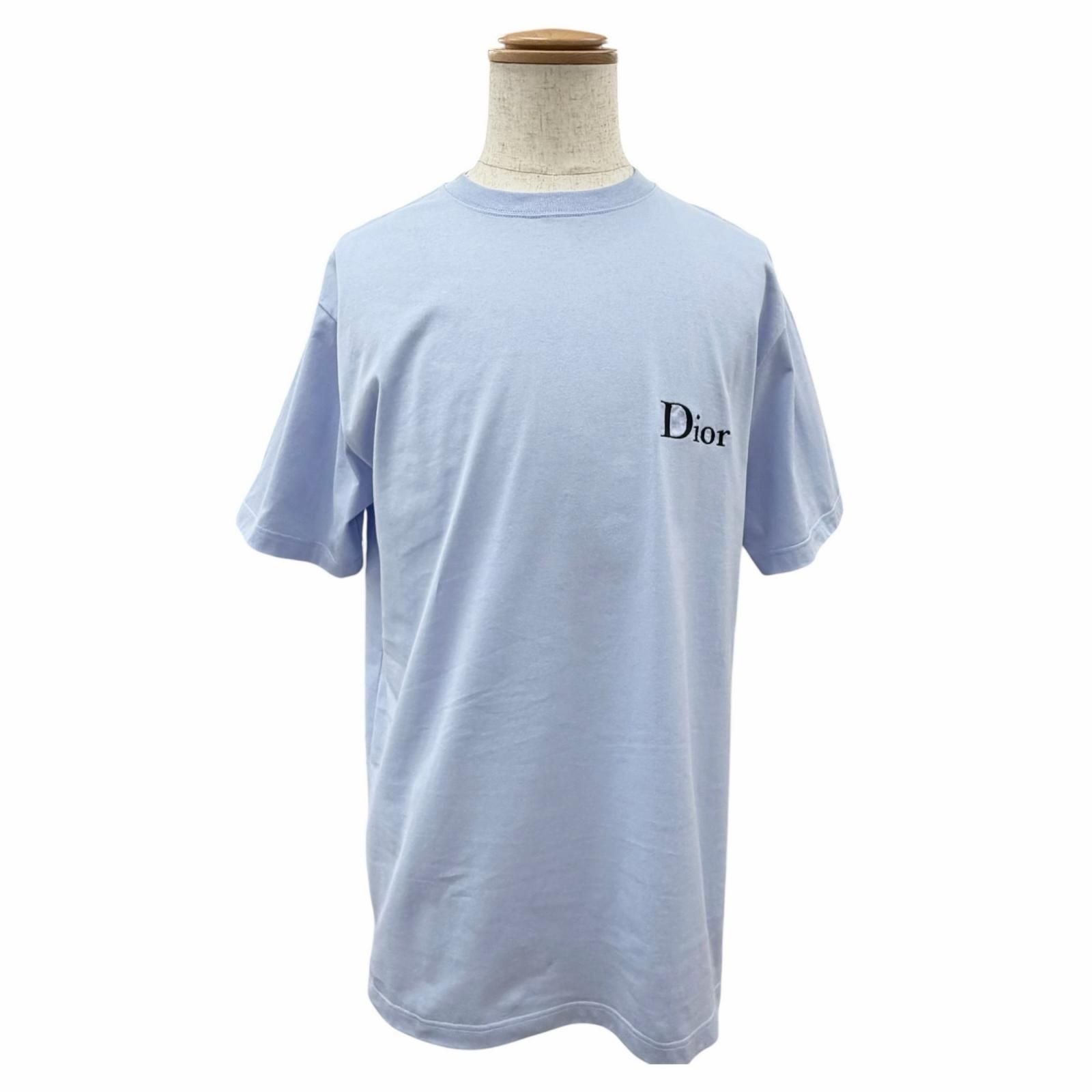極美品△DIOR ディオール 26SS 683J606A3282 リラックスフィット ロゴ刺繍 コットンジャージー 半袖Ｔシャツ ライトブルー M 伊製 正規品