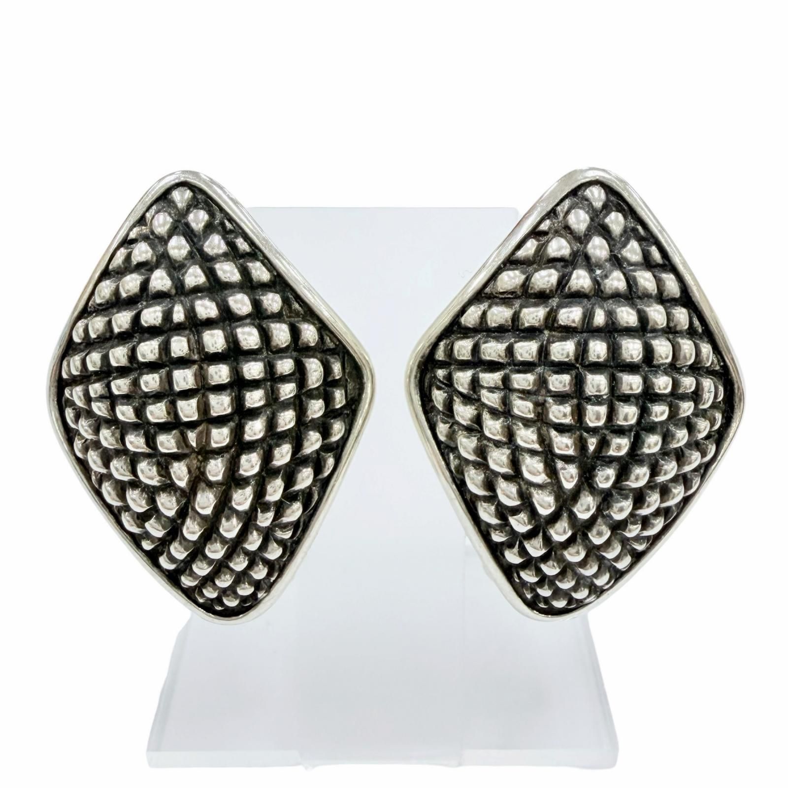 美品◇Georg Jensen ジョージジェンセン 925 No.425 ダイヤモンド型 両耳用 イヤリング アクセサリー シルバー 重量20.10g レディース