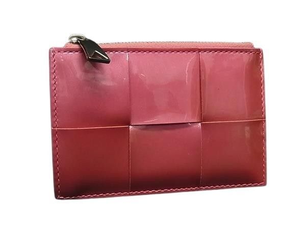 BOTTEGA VENETA ボッテガヴェネタ フラグメントケース カセット ジップ カードケース 765460 ピンク系 パテントレザー レディース コインケース 超美品