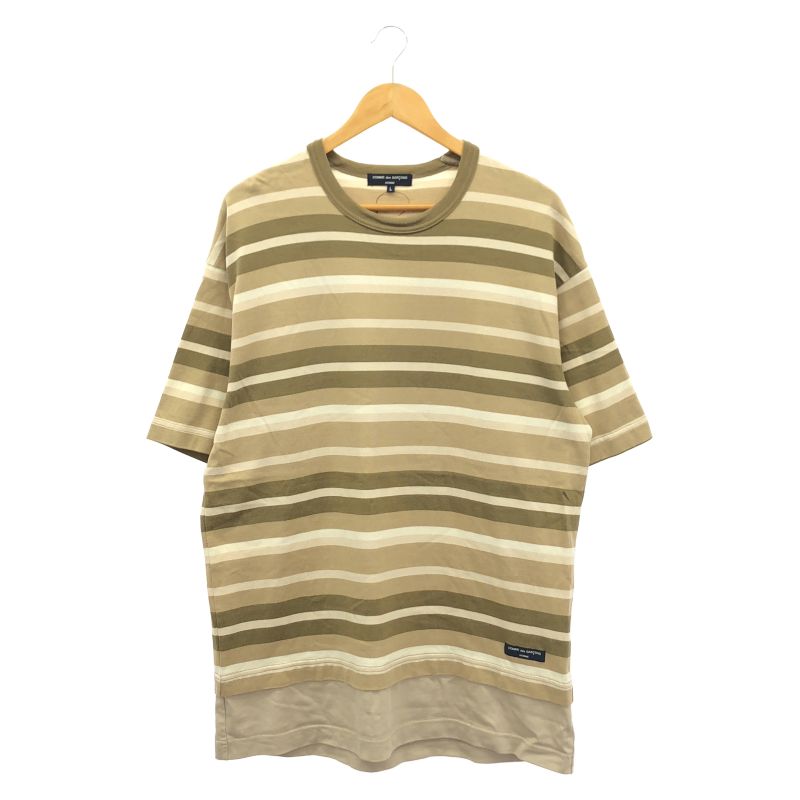 【中古】COMME des GARCONS HOMME ボーダー半袖Tee L HM-T014 ベージュ コムデギャルソン オム AD2023[10]