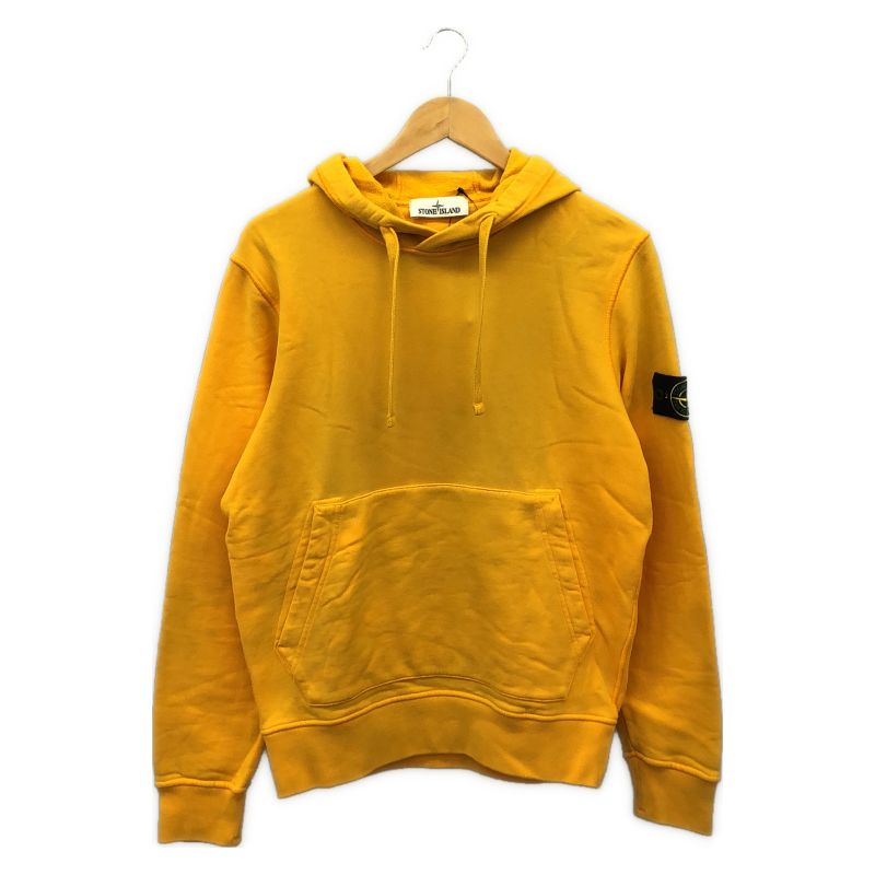中古】STONE ISLAND プルオーバーパーカー S イエロー ストーン