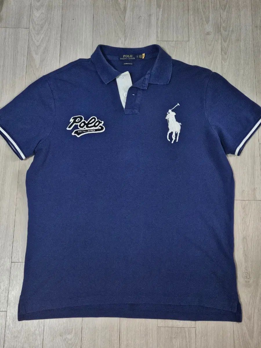ポロ ラルフローレン ネイビー ビックポニー 半袖 カラーTシャツ L
