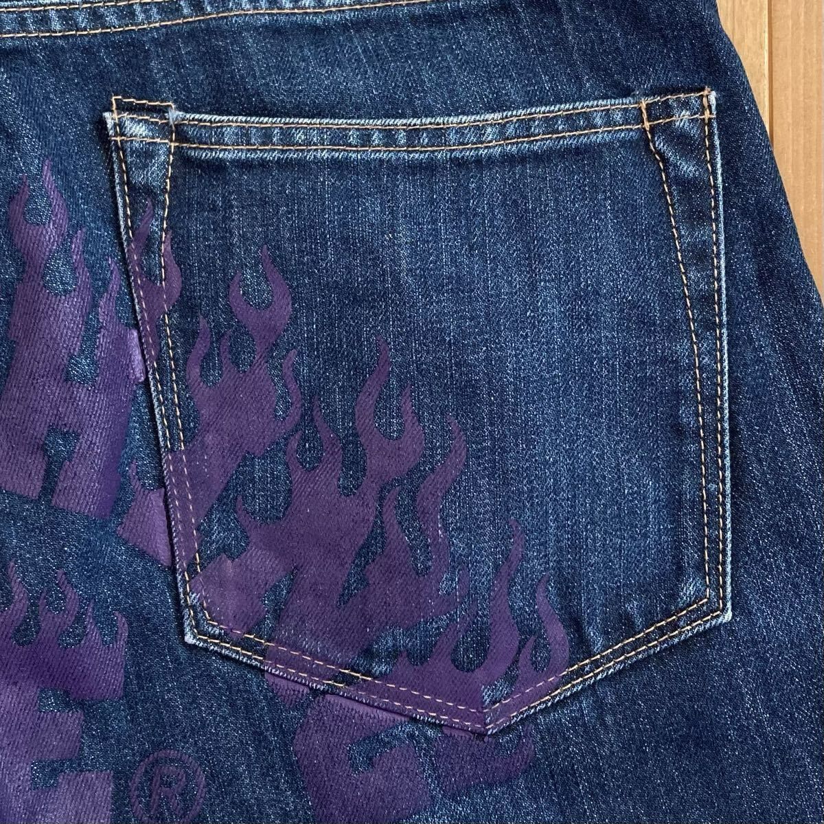 FIRE BAPE LOGO デニム ハーフパンツ Sサイズ a bathing ape denim