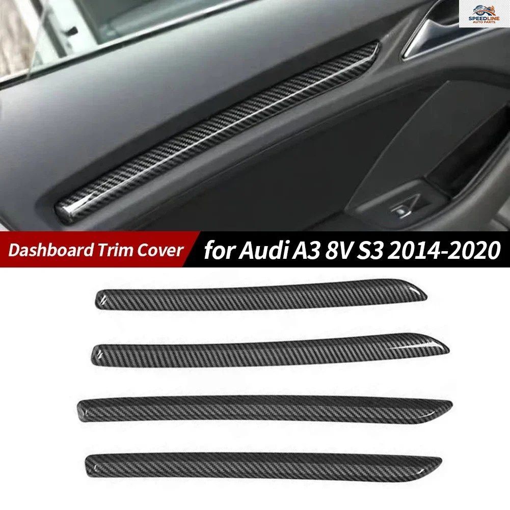 レッドセンターコンソールダッシュボードトリムストリップABSカードアデコレーションカバーステッカーカーボンスタAudi A3 8V S3 2014-2020用