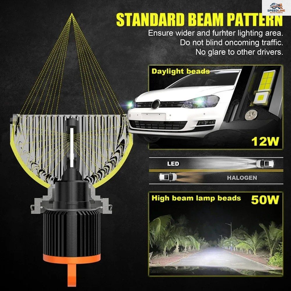 マツダBMWベンツアウディゴルフランドローバー用 H15 LED 車用ライトランプ ヘッドライトバルブ ハイ/ロービーム デイタイムランニングライト 1ペア