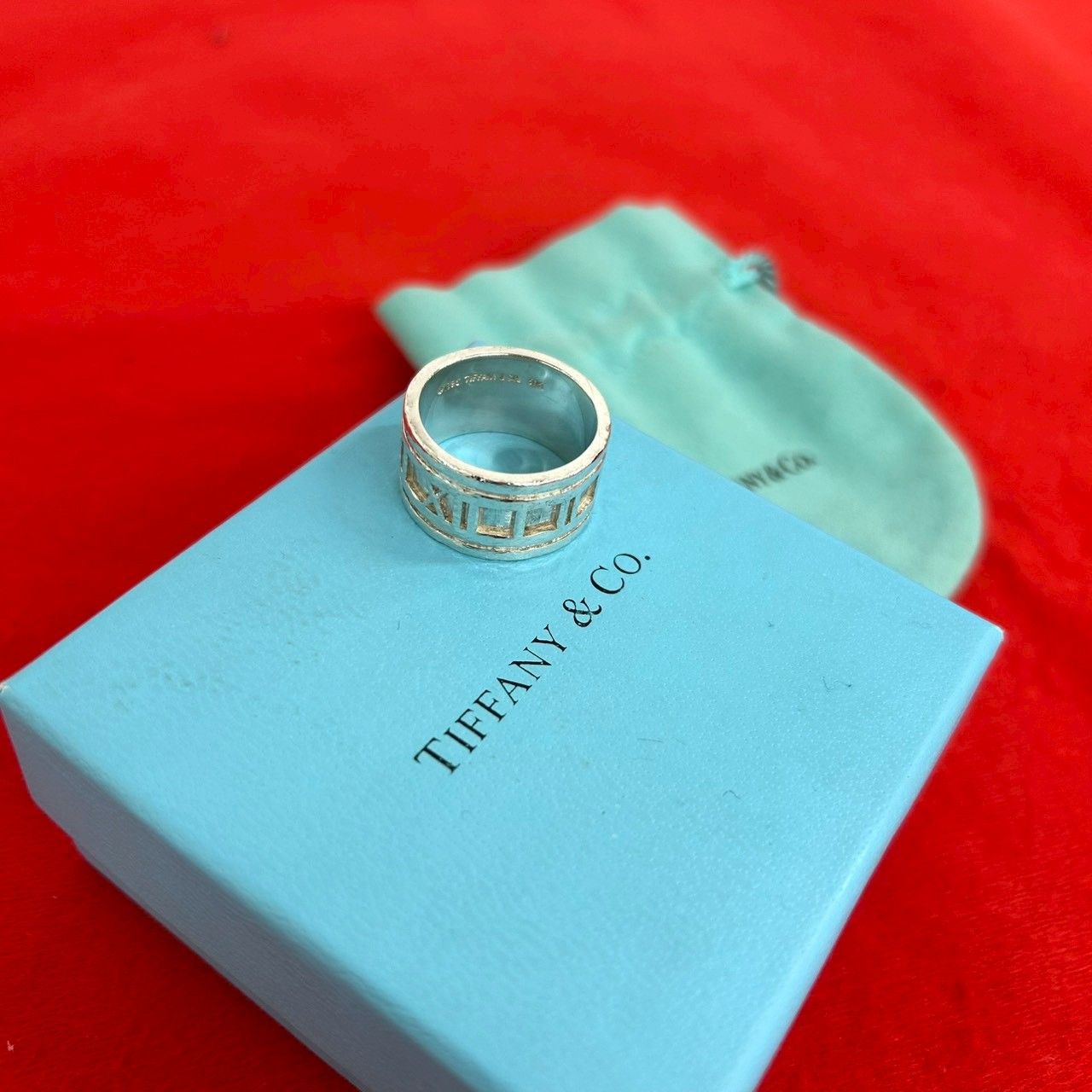 極 美品 袋付き TIFFANY&Co. ティファニー アトラス ワイド リング