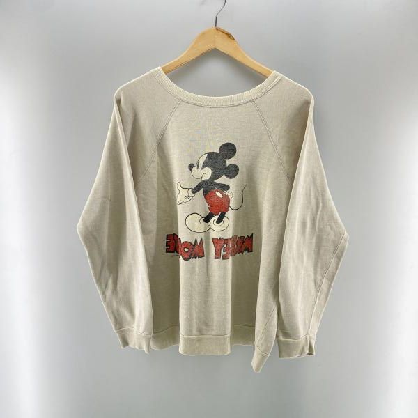 中古】Disney 70～80s 白足 MICKEY MOUSE ラグラン リンクプリント