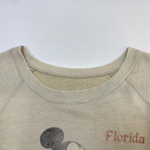 中古】Disney 70～80s 白足 MICKEY MOUSE ラグラン リンクプリント
