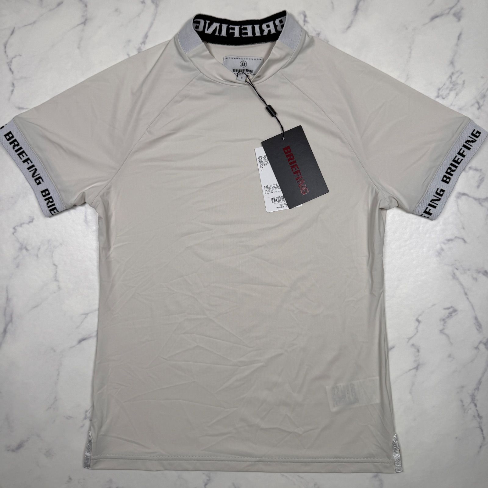 新品 BRIEFING GOLF モックネックシャツ レディースS ベージュ 定価20900円