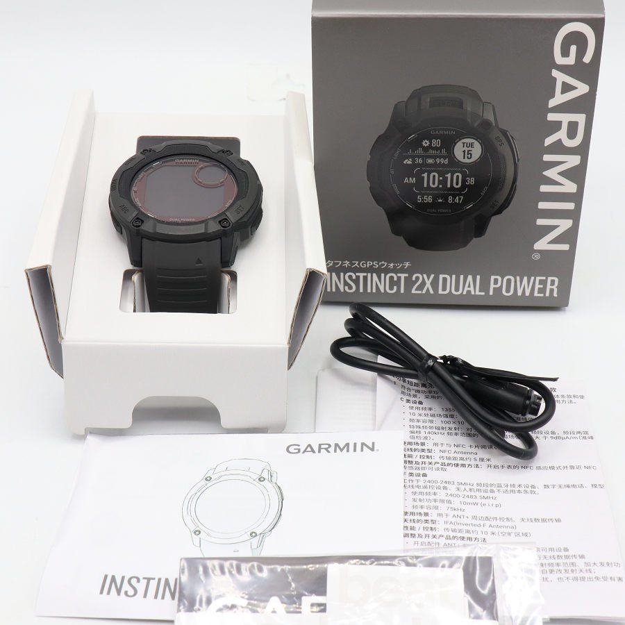 【美品】GARMIN Instinct 2X Dual Power Graphite 010-02805-22 スマートウォッチ ガーミン インスティンクト デュアルパワー 本体