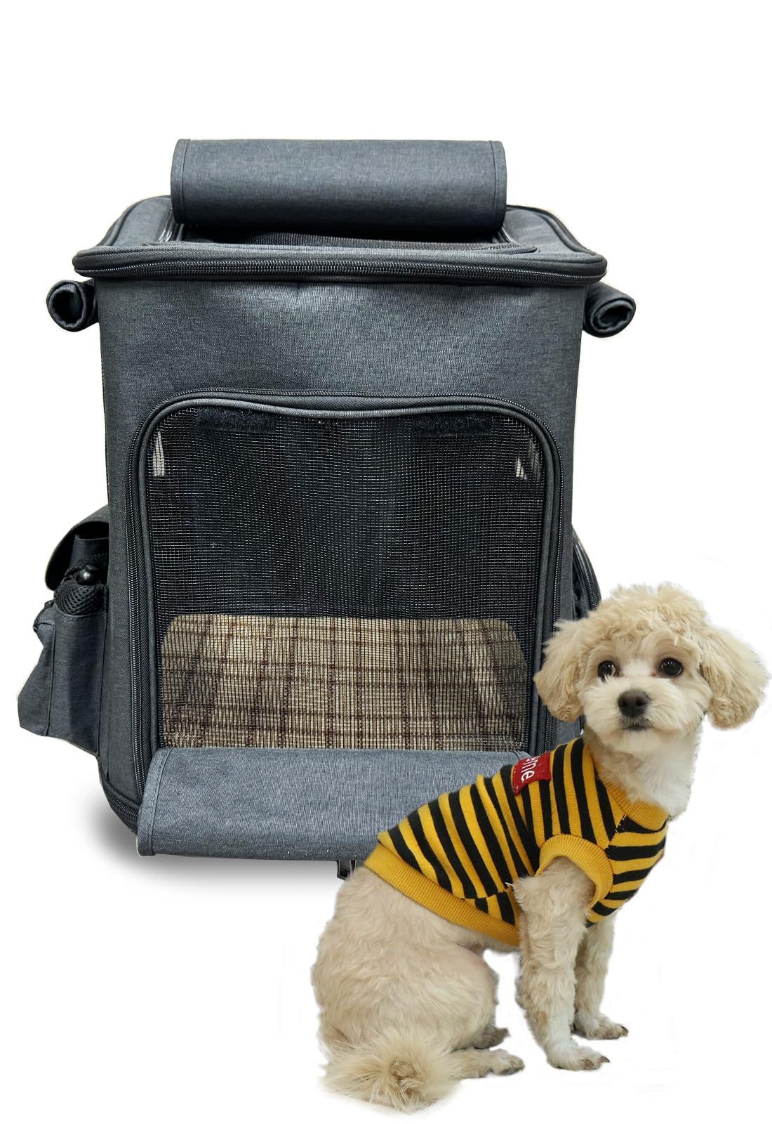 【RETOO レリローリリアルファ】 ペット専用 バッグ ペット キャリー かばん ペットハウス ゲージ 小型犬 犬 猫 小動物 8kgまで 特殊コーティング 通気性 キャスター付き 360度回転 キャスター取り外し可能 リード固定 飛び出し防止 お出かけ ド