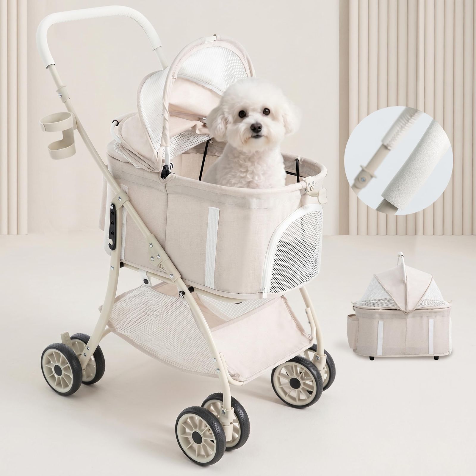 【55cmゆりかご ? 超軽量4.5KG】MILA&LOUIS ペットカート おしゃれ犬 カート ペットカート 多頭の小型犬&猫 中型犬一匹用 4輪耐摩耗 犬用カート 犬 ベビーカー 人気 分離型・全体と折りたたみ式 ペットバギー 前輪360°後輪ブレーキ付