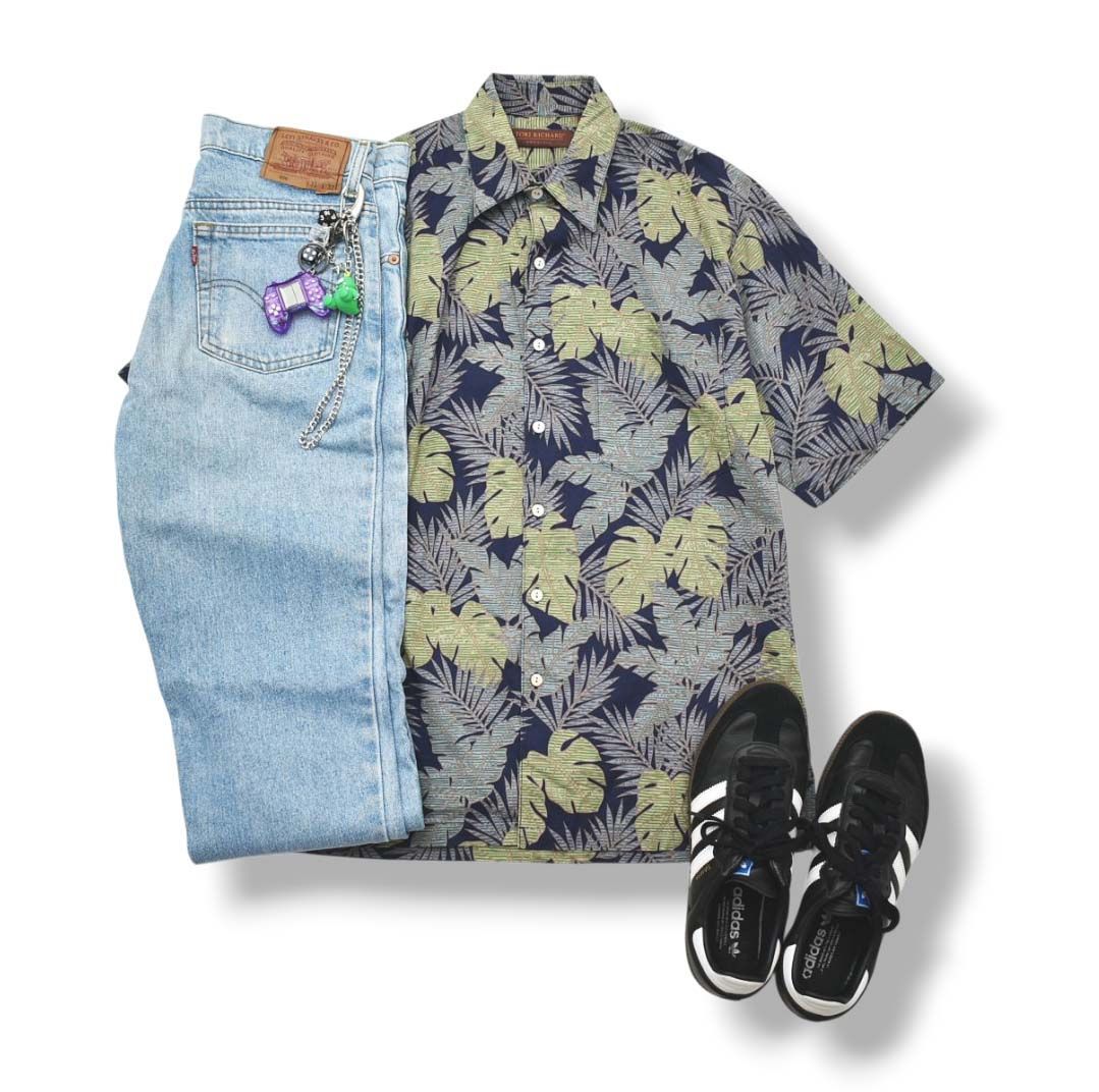 希少TORI RICHARDトリリチャード USA製 アロハ シェルL〜XL 90s 希少TORI RICHARDトリリチャード USA製 アロハ シェルL〜XL 90s