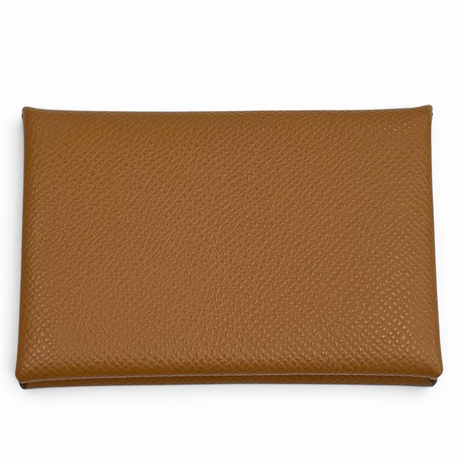 極美品★HERMES エルメス カルヴィ ゴールド ヴォーエプソン シルバー金具 名刺入れ カードケース Y刻印 フランス製 レディース 箱付き