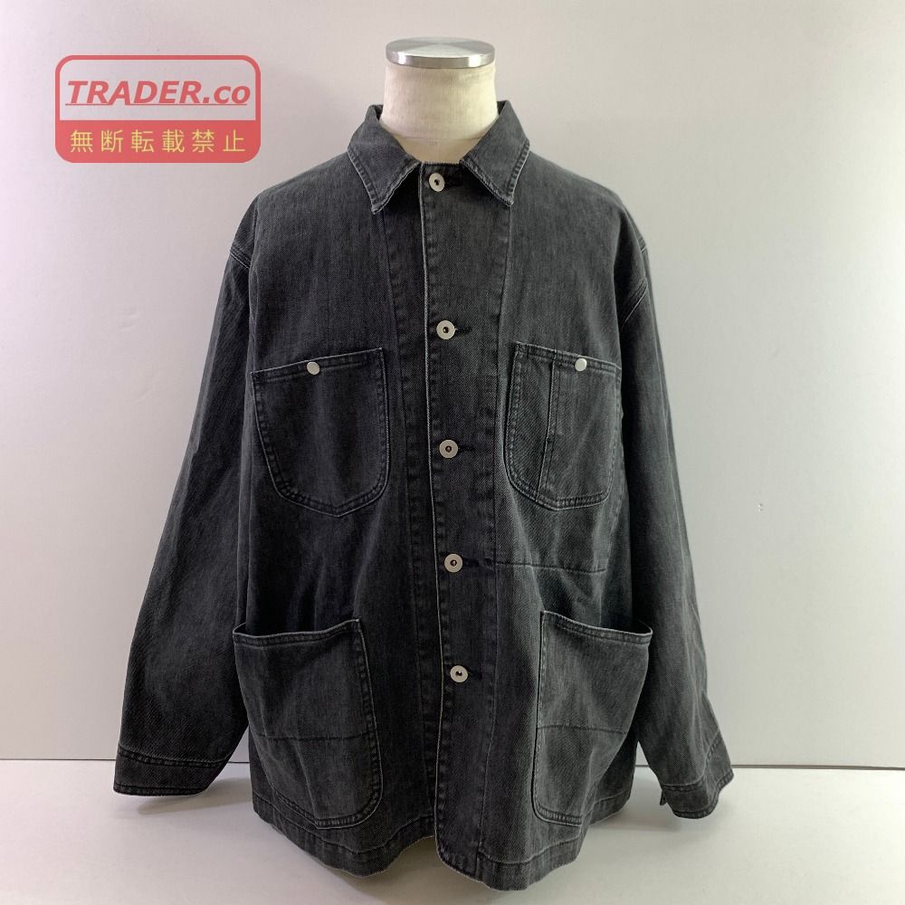 04w7248▽※【中古】JOHNBULL ジョンブル ウォッシュドツイルカバーオール JM254L11 L ブラック メンズ カラーデニム カバーオール ワークジャケット ライトアウター【八王子店】