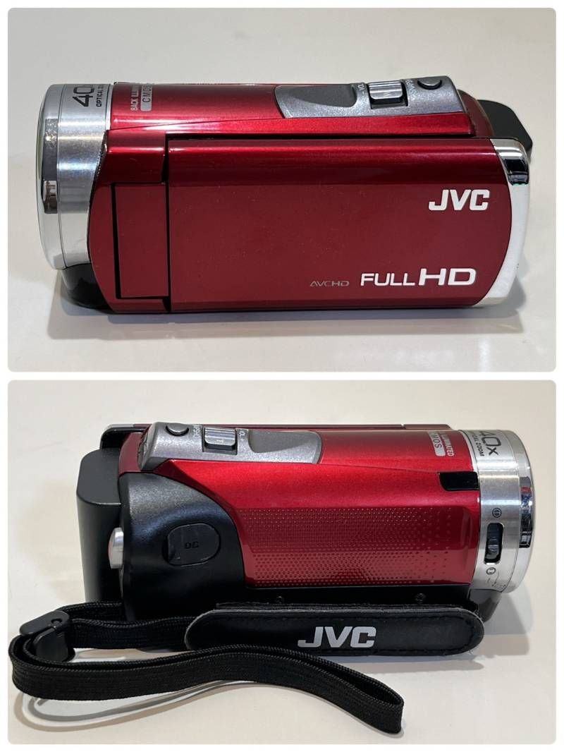 完品 JVC Everio GZ-E600 バッテリー3個付 ビデオカメラ JVC Everio GZ-E600 レッド ハイビジョン ビデオカメラ 13年製 簡易