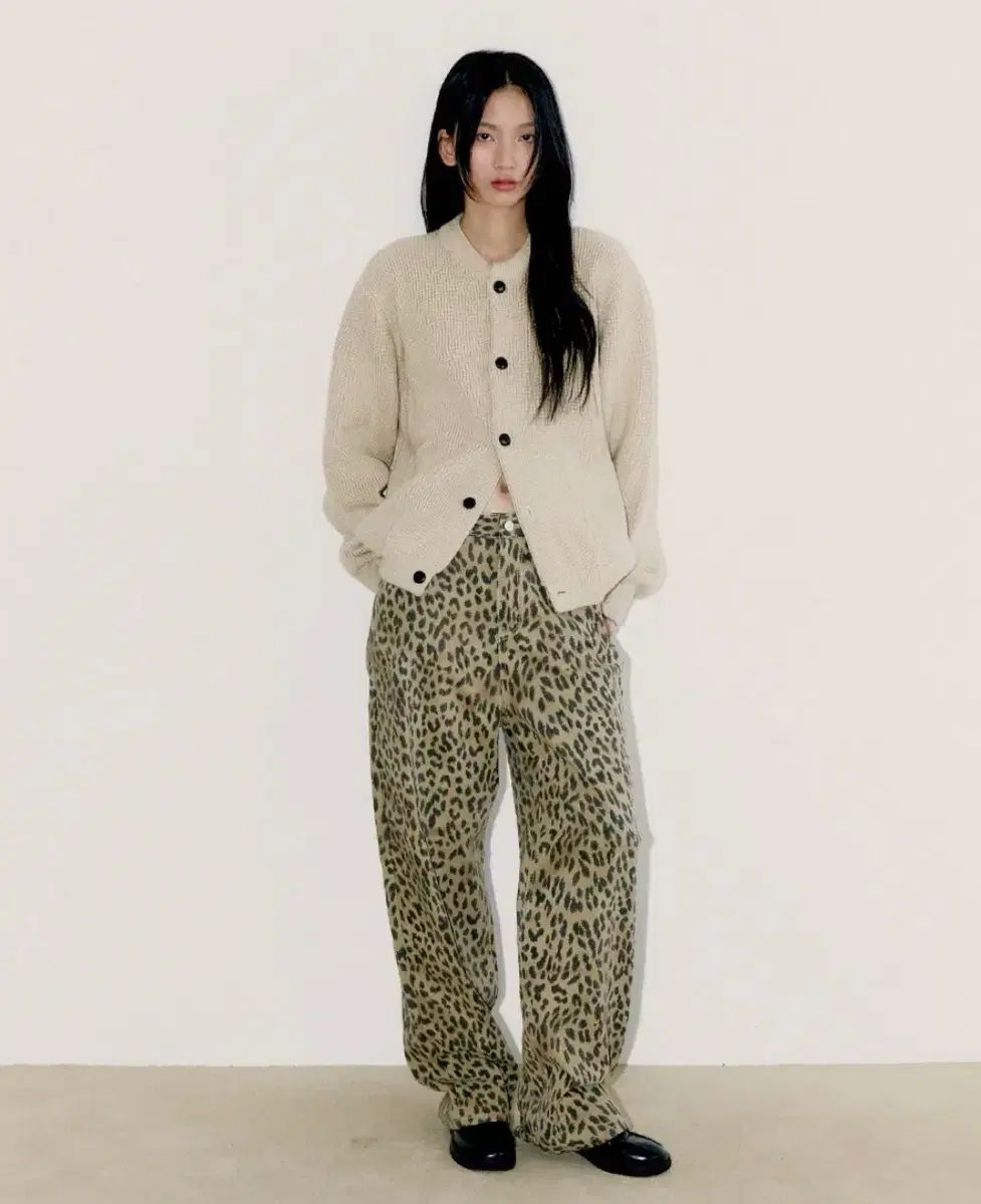 オフィッシュ レオパード ワイド パンツ ブラウン