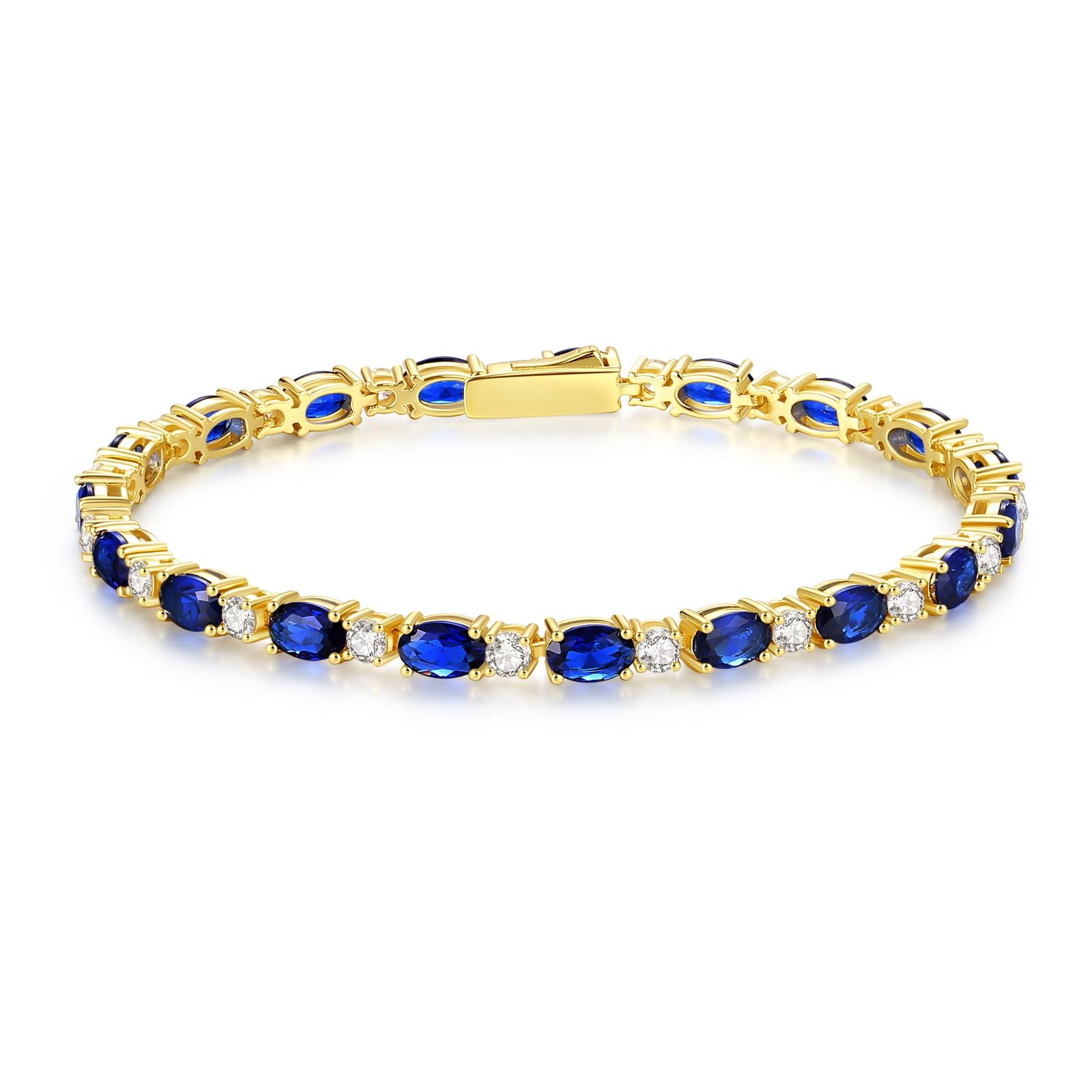 4mm wide tennis bracelet for women September birthstone sapphire tennis bracelet zirconia 14k gold plated silver 925 silver 925 reward amulet white day birthday anniversary