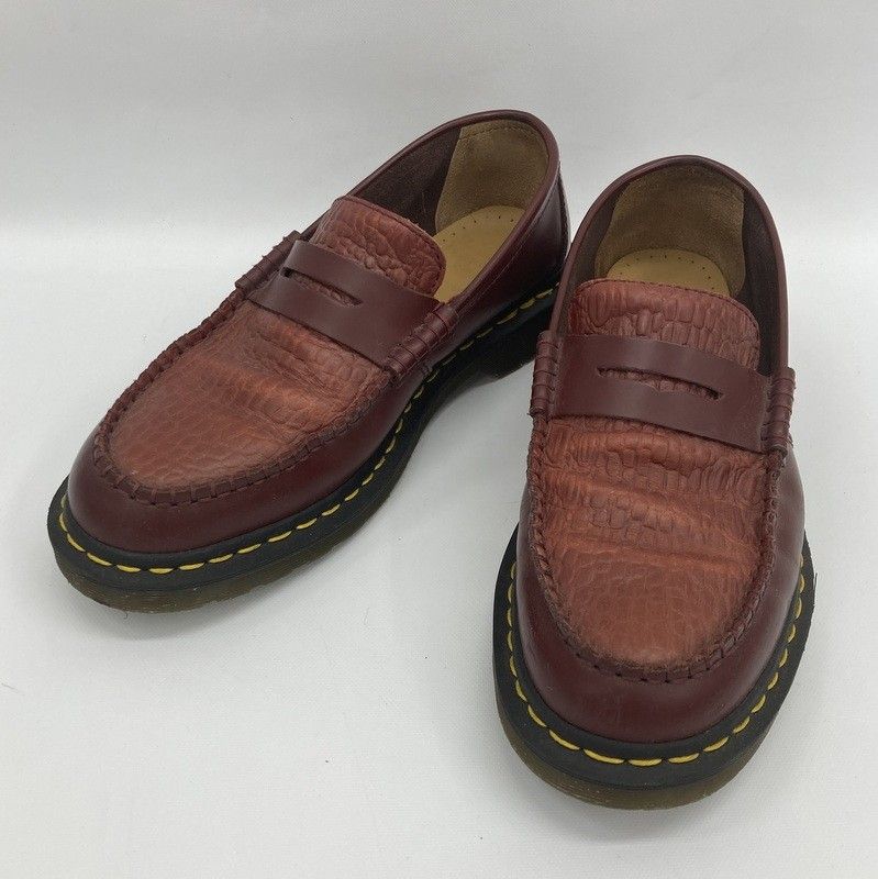 Dr.Martens × stussy ドクターマーチン ステューシー 限定 コラボローファー PENTON ペントン クロコダイル型押しレザー US8 26cm相当 シューズ レザー 革 アメカジ ストリート メンズ レッド 靴 ★SS909