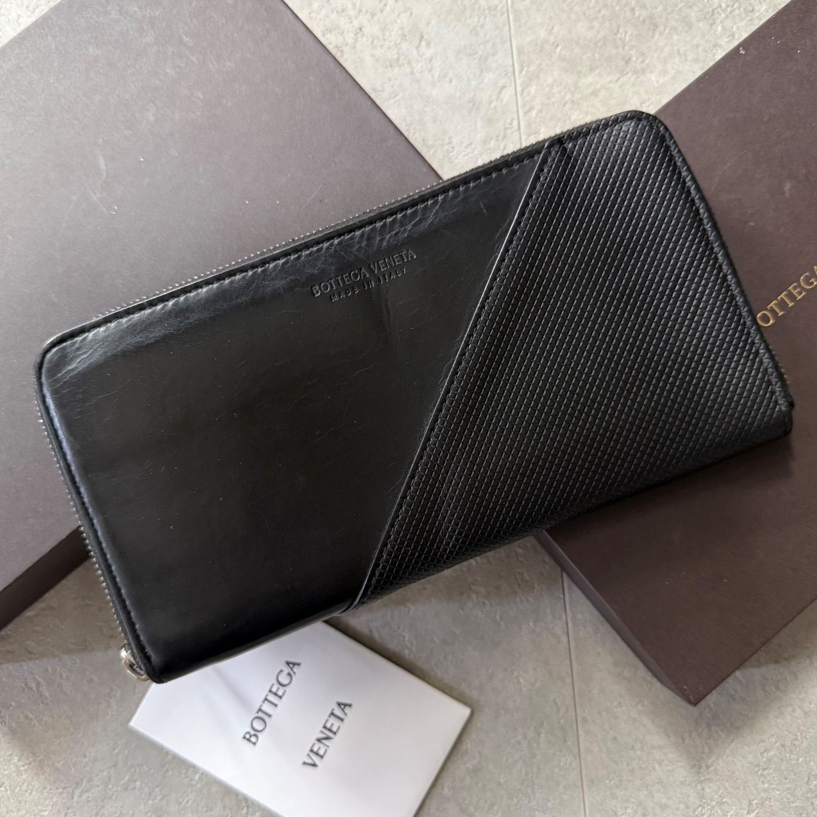 BOTTEGA VENETA レザー長財布 パンチングレザー BOTTEGA VENETA ボッテガヴェネタ マルコポーロ ラウンドファスナー長