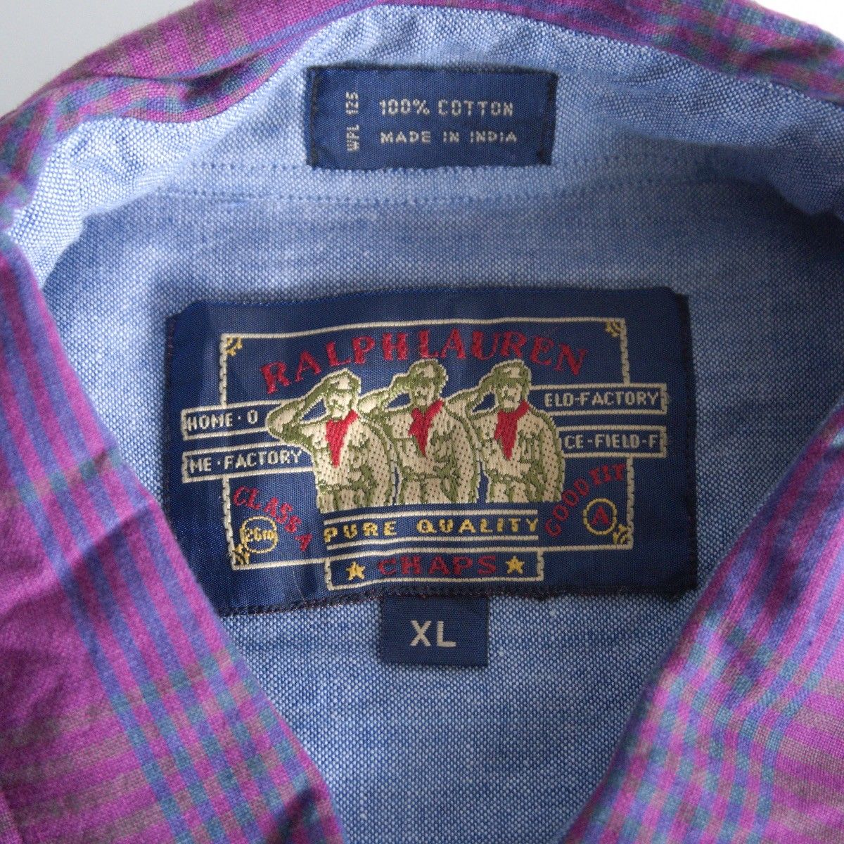 80S/兵隊タグ】CHAPS Ralph Lauren【チェック BD シャツ】XL 80年代 