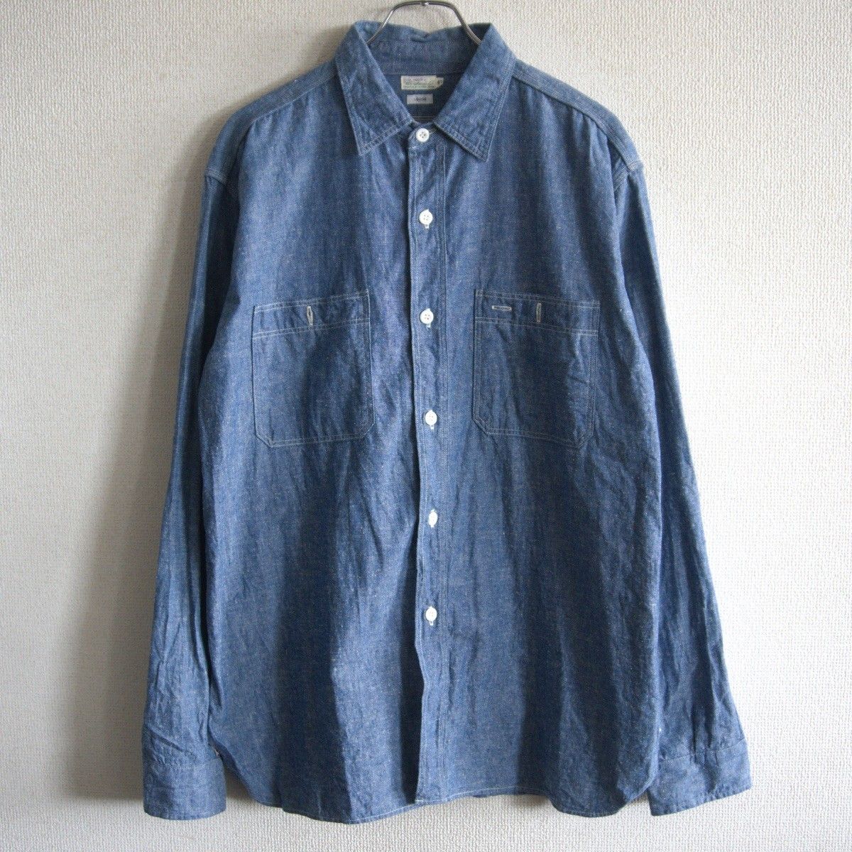 【美品】WAREHOUSE【DUCK DIGGER シャンブレーシャツ】42 長袖シャツ マチ付き ウエアハウス ダックディガー 26060734