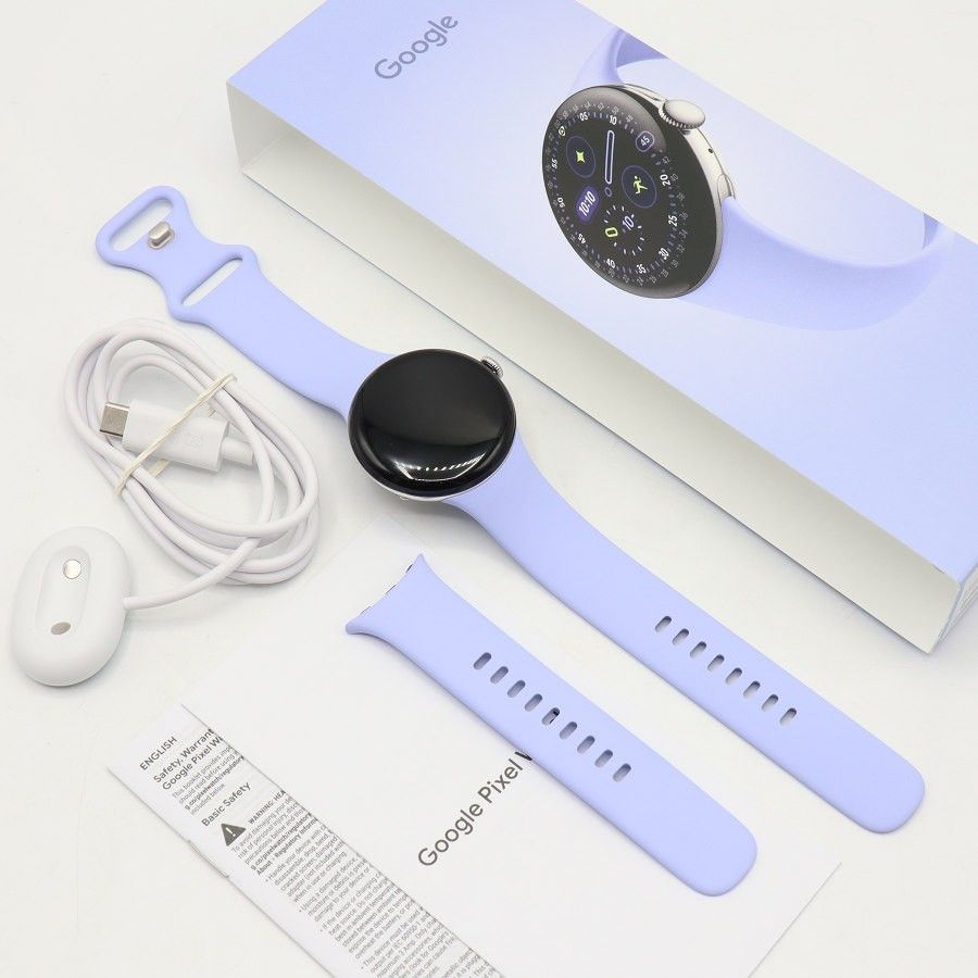 【美品】Google Pixel Watch 4 Wi-Fiモデル 41mm GA10840-US Polished Silver アルミケース/Iris アクティブ バンド スマートウォッチ グーグル ピクセル 本体