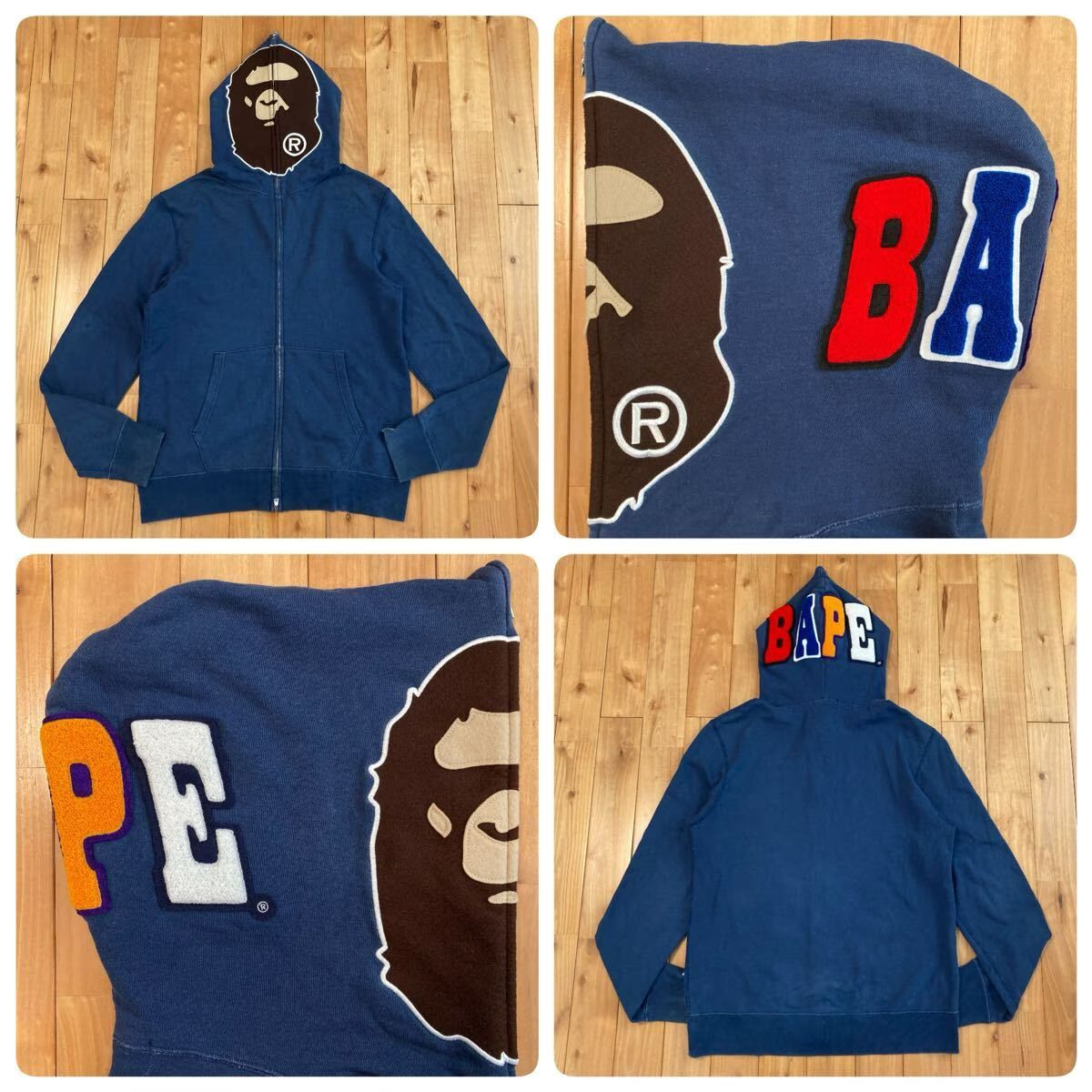 ★XL★ APE HEAD Full Zip Hoodie ネイビー a bathing ape BAPE フルジップ パーカー エイプ ベイプ アベイシングエイプ yi4