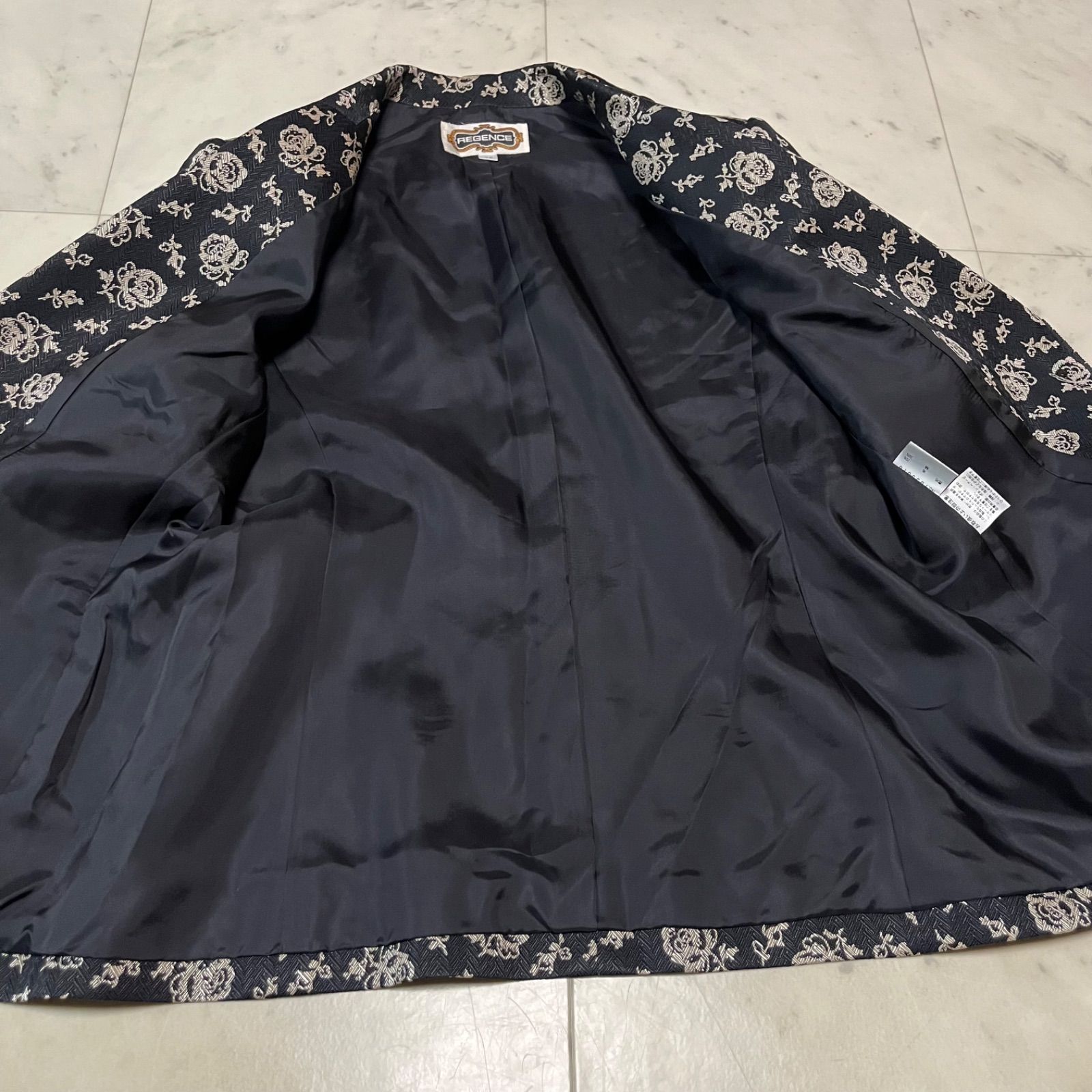 REGENCE レジアンス フラワージャガードジャケット 総柄 フリルカラー 