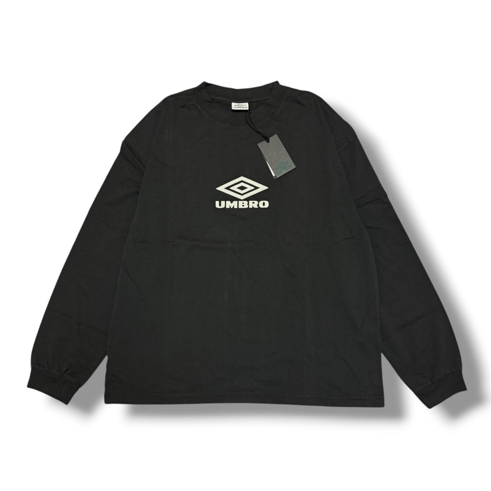 未使用 UMBRO OG LOGO LS T-SHIRT オージーロゴ長袖Tシャツ カットソー ロンT アンブロ UBMW0237JY54 ブラック S （17145M）