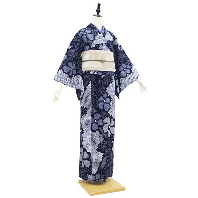中古】 夏物 本場有松鳴海絞り 藤娘きぬたや 浴衣 リサイクル ゆかた