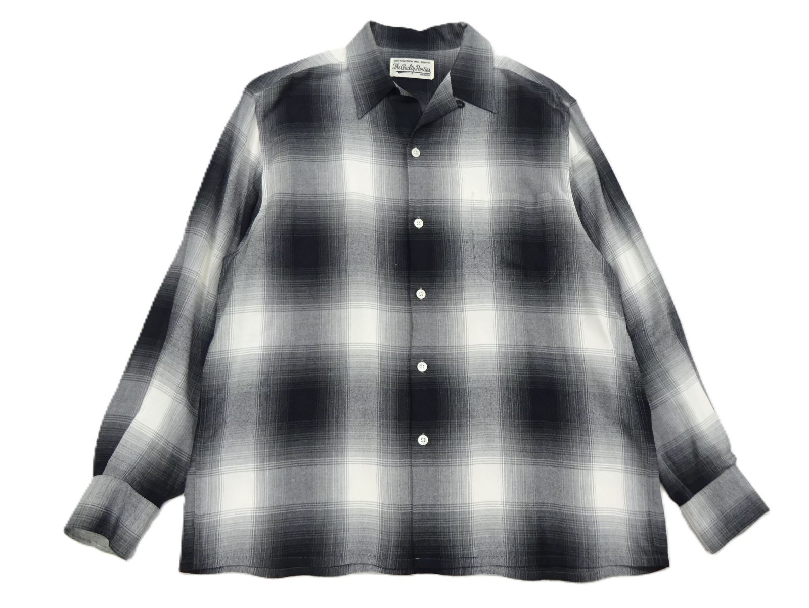 WAKO MARIA ワコマリア OMBRE CHECK OPEN COLLAR SHIRT チェック グラデ レーヨン 23AW 長袖