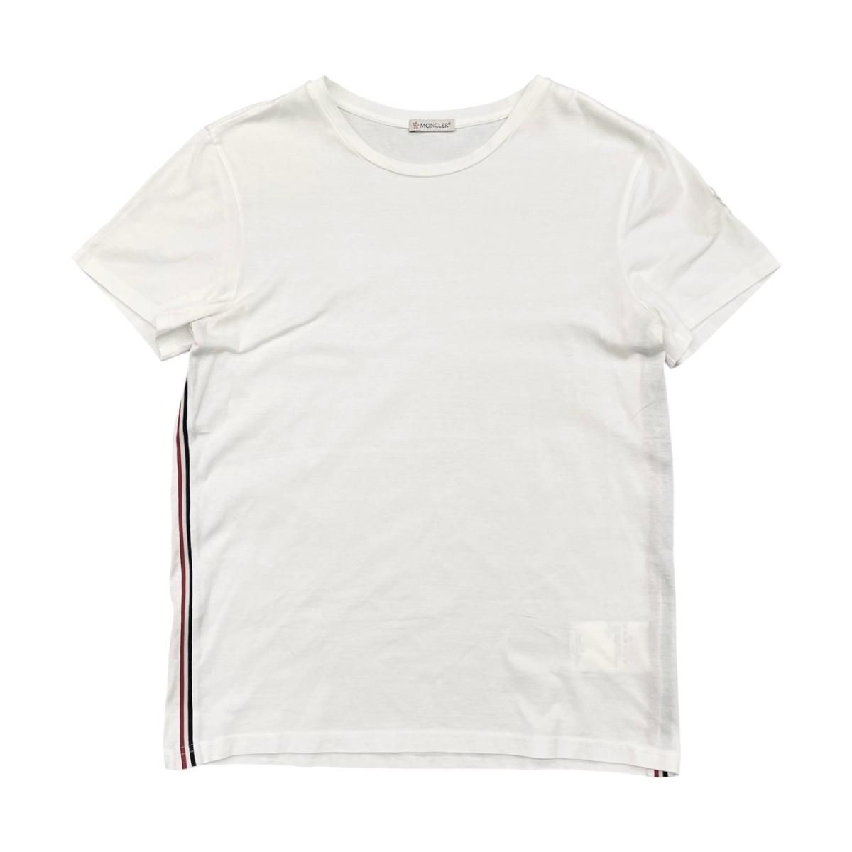 ☆モンクレール 半袖Tシャツ マグリア D10918001300 83058 Sサイズ コットン ホワイト サイドライン MAGLIA MONCLER