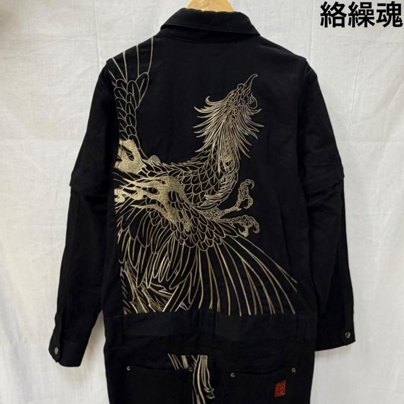 絡繰魂 天駆ける鳳凰オールインワンツナギ black L メンズ L ISItems【USED】【古着】【中古】50161818